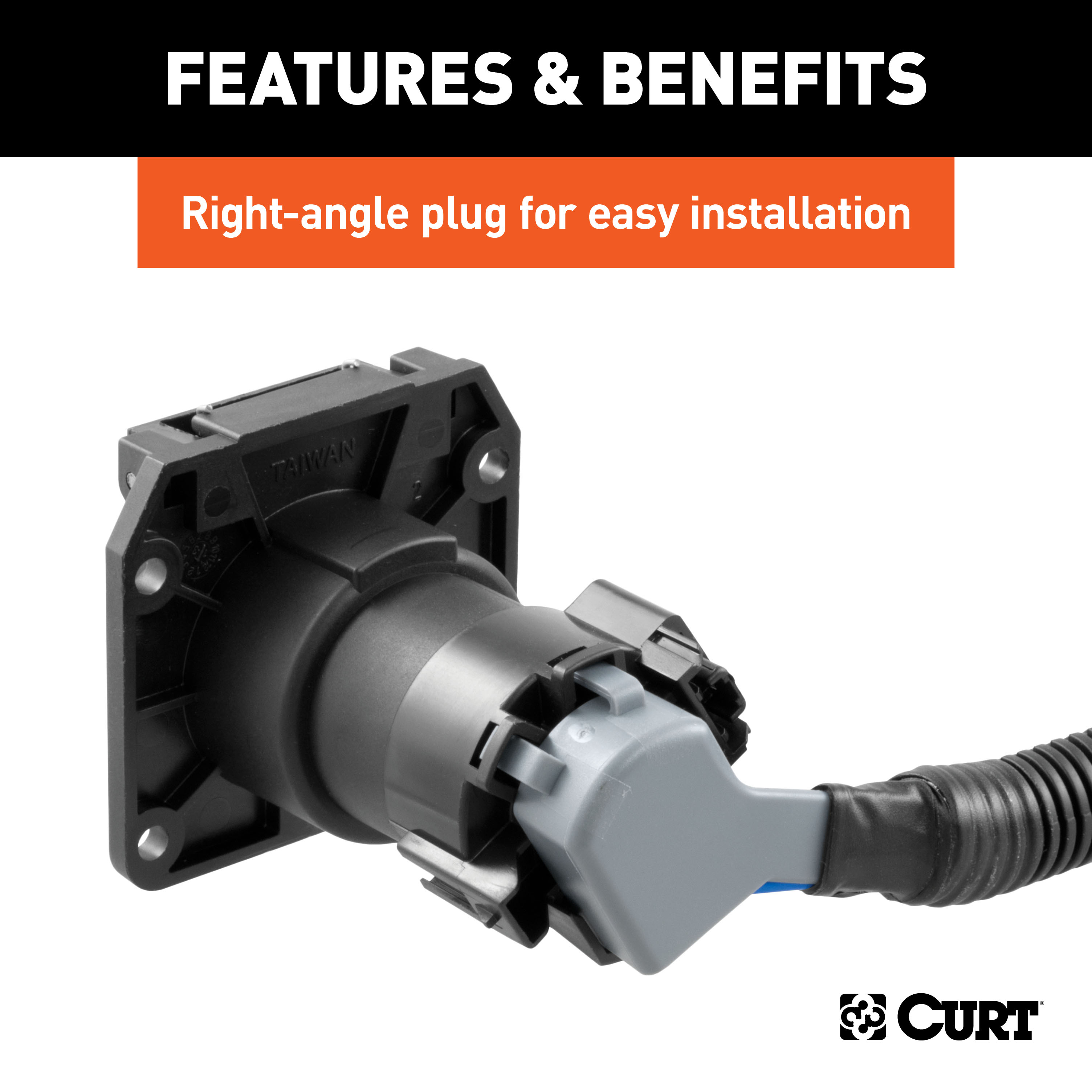 CURT 10' Custom Wiring Extension Harness (Adds 7-Way RV Blade to Truck Bed, Packaged) Trailer Wiring Adapter Connector thumbnail 4