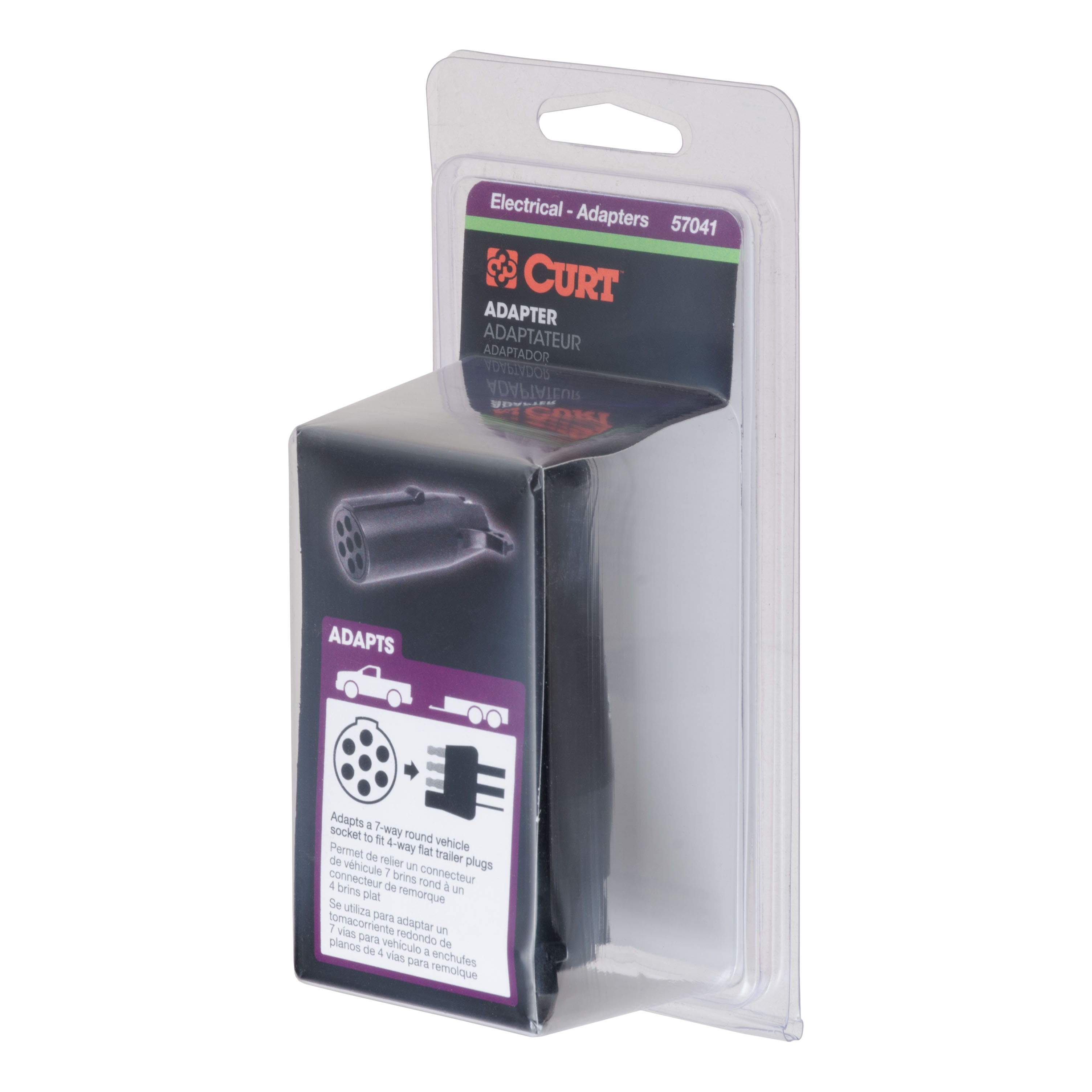 CURT Electrical Adapter (7-Way Round Vehicle to 4-Way Flat Trailer, Packaged) Trailer Wiring Adapter Connector thumbnail 4