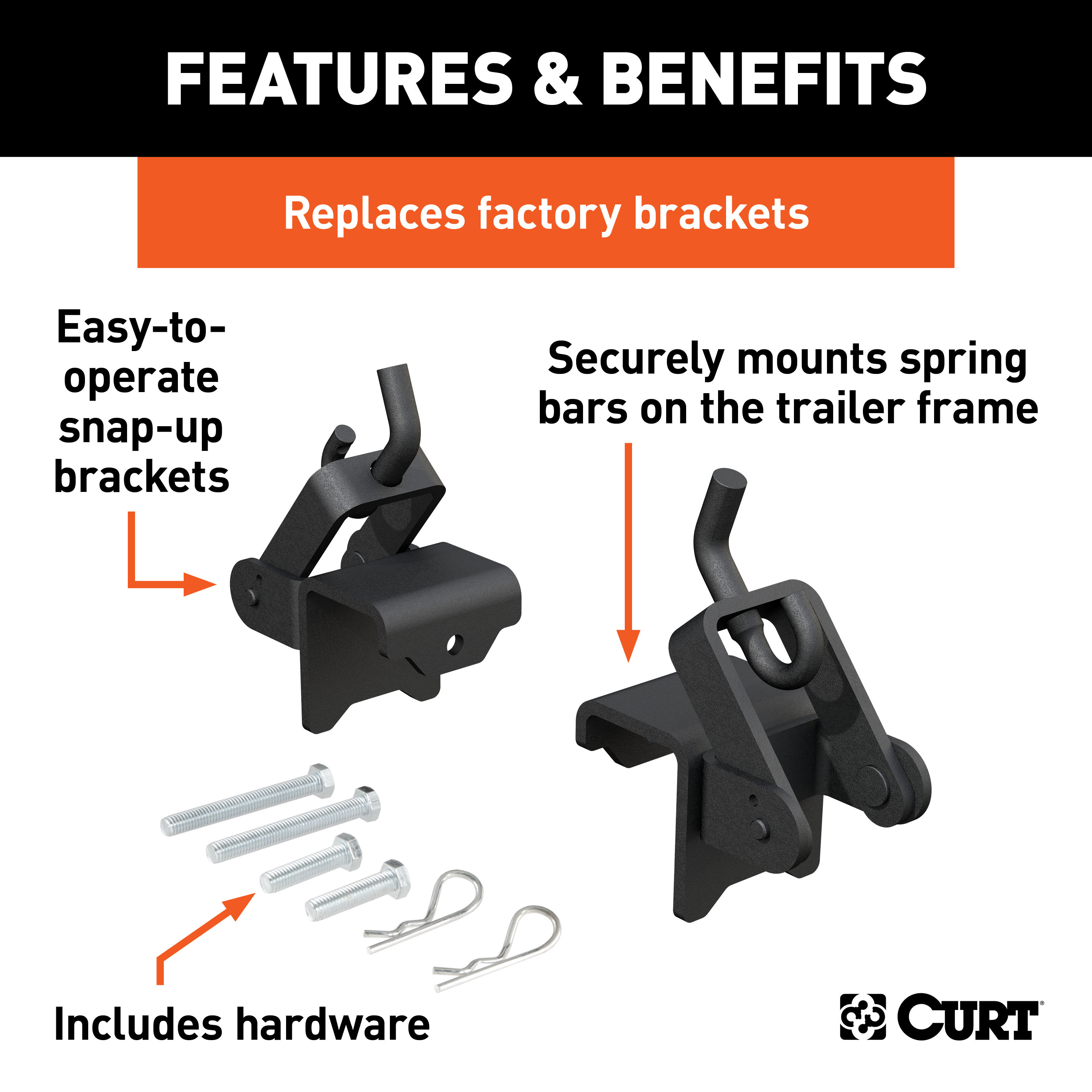 CURT Replacement Weight Distribution Hookup Brackets (2-Pack) Trailer Hitch thumbnail 1