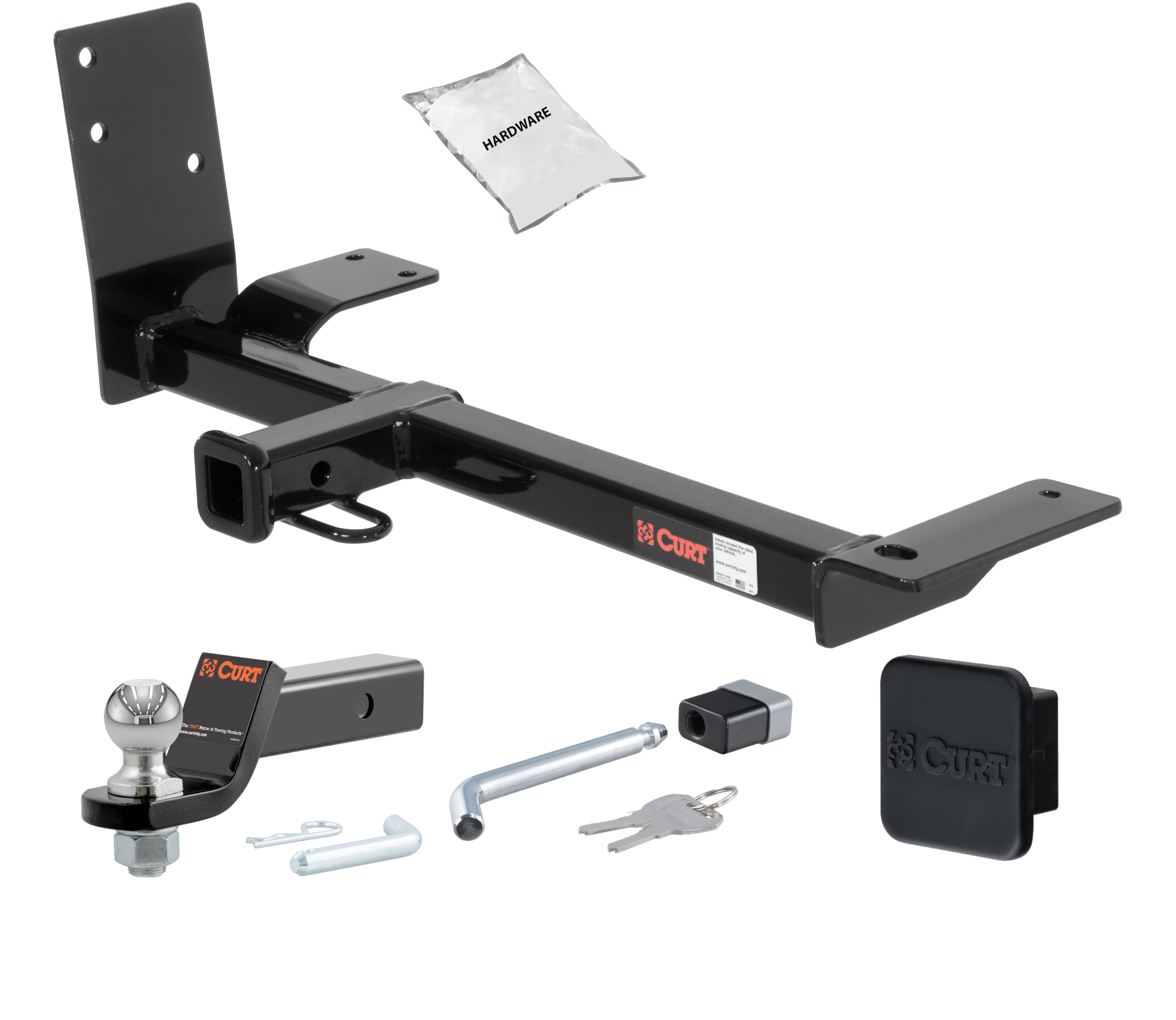 99 - 06 Volkswagen Golf Hatchback, 8th digit of VIN is 'J', 4MOTION, excluding VR6 and R32 1.25in. CURT Trailer Hitch + Ball Mount + Cover + Lock Kit by CURT HWA2480 thumbnail 0