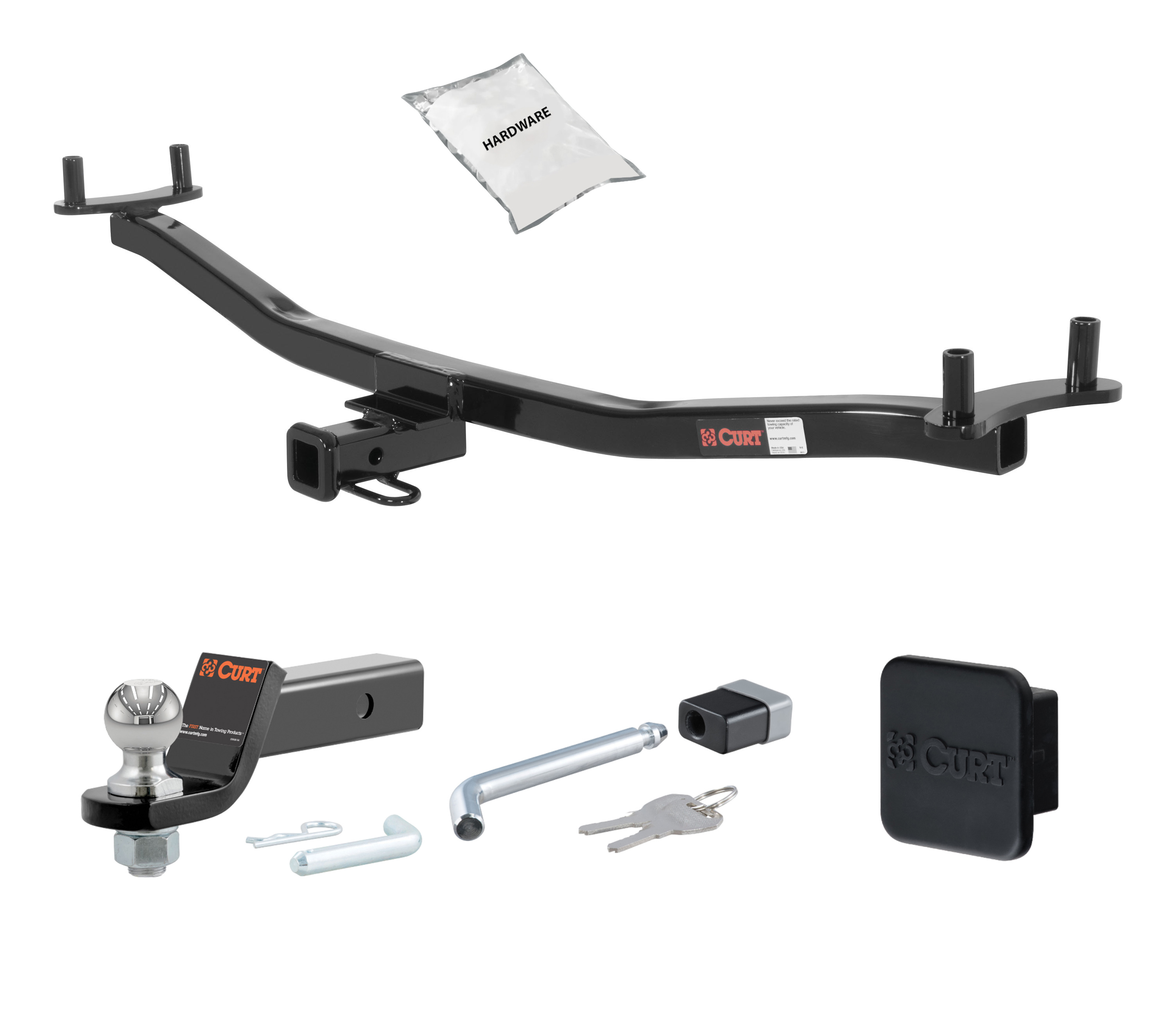 91 - 92 Volkswagen Golf Hatchback 1.25in. CURT Trailer Hitch + Ball Mount + Cover + Lock Kit by CURT HWA2481 thumbnail 0