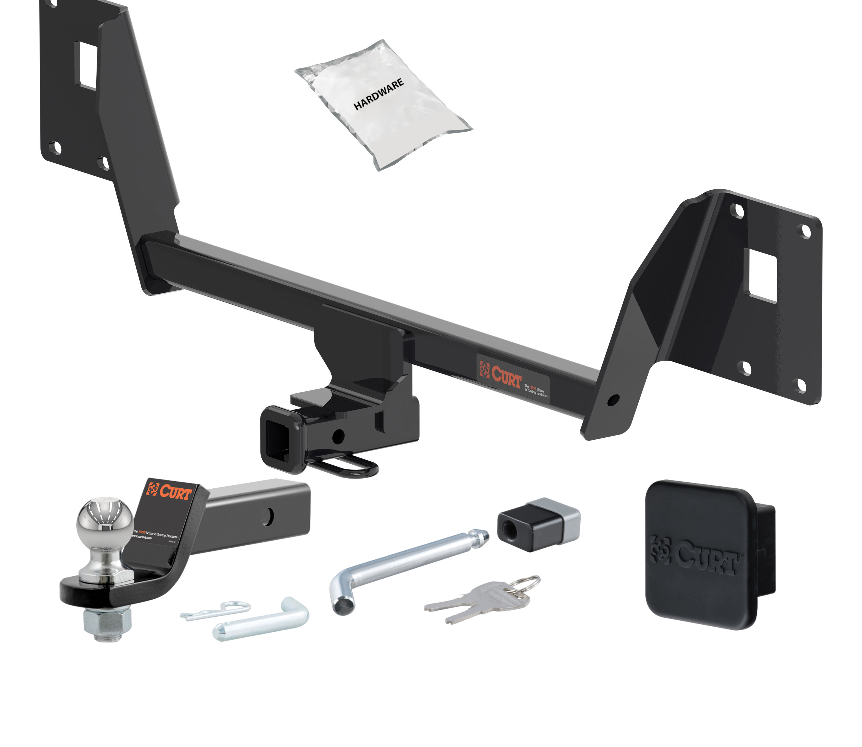 15 - 19 Volkswagen Golf R -- 1.25in. CURT Trailer Hitch + Ball Mount + Cover + Lock Kit by CURT HWA2486 thumbnail 0