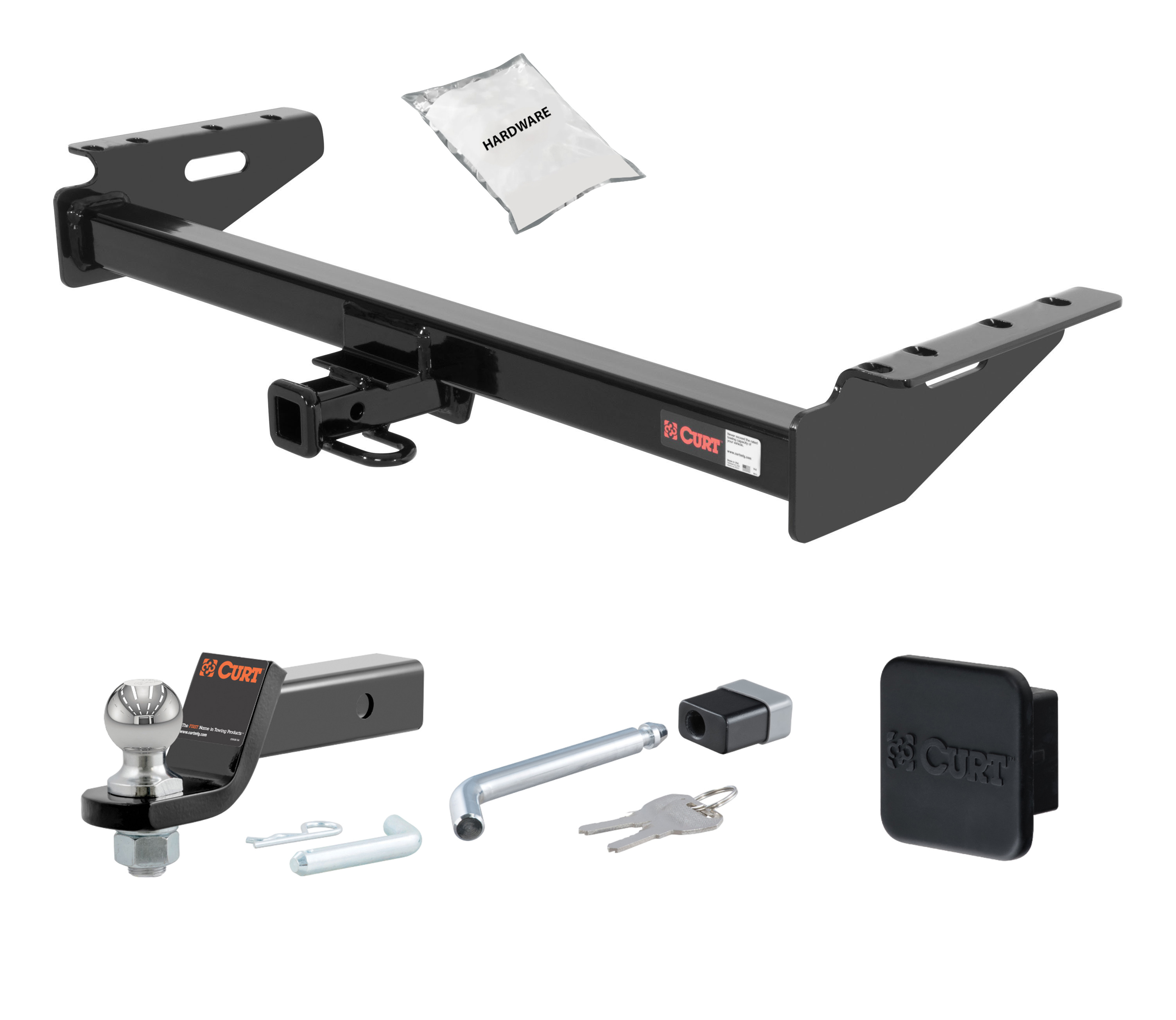 84 - 01 JEEP Cherokee -- 1.25in. CURT Trailer Hitch + Ball Mount + Cover + Lock Kit by CURT HWA1533 thumbnail 0