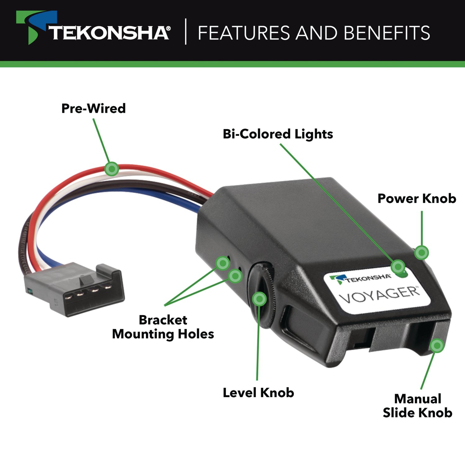 2007-2009 Saturn Outlook Tekonsha Voyager Proportional Brake Controller for Trailers with 1 to 4 Axles Black 9030 thumbnail 2