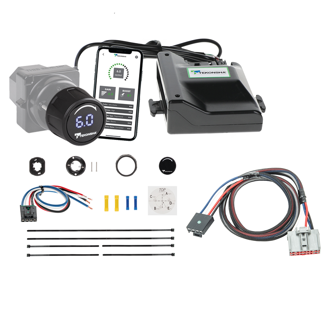 2020-2024 GMC Sierra 2500 HD Tekonsha Prodigy iD Smart Phone Configured Brake Controller for Trailers with 1 to 4 Axles Black 90920 thumbnail 0