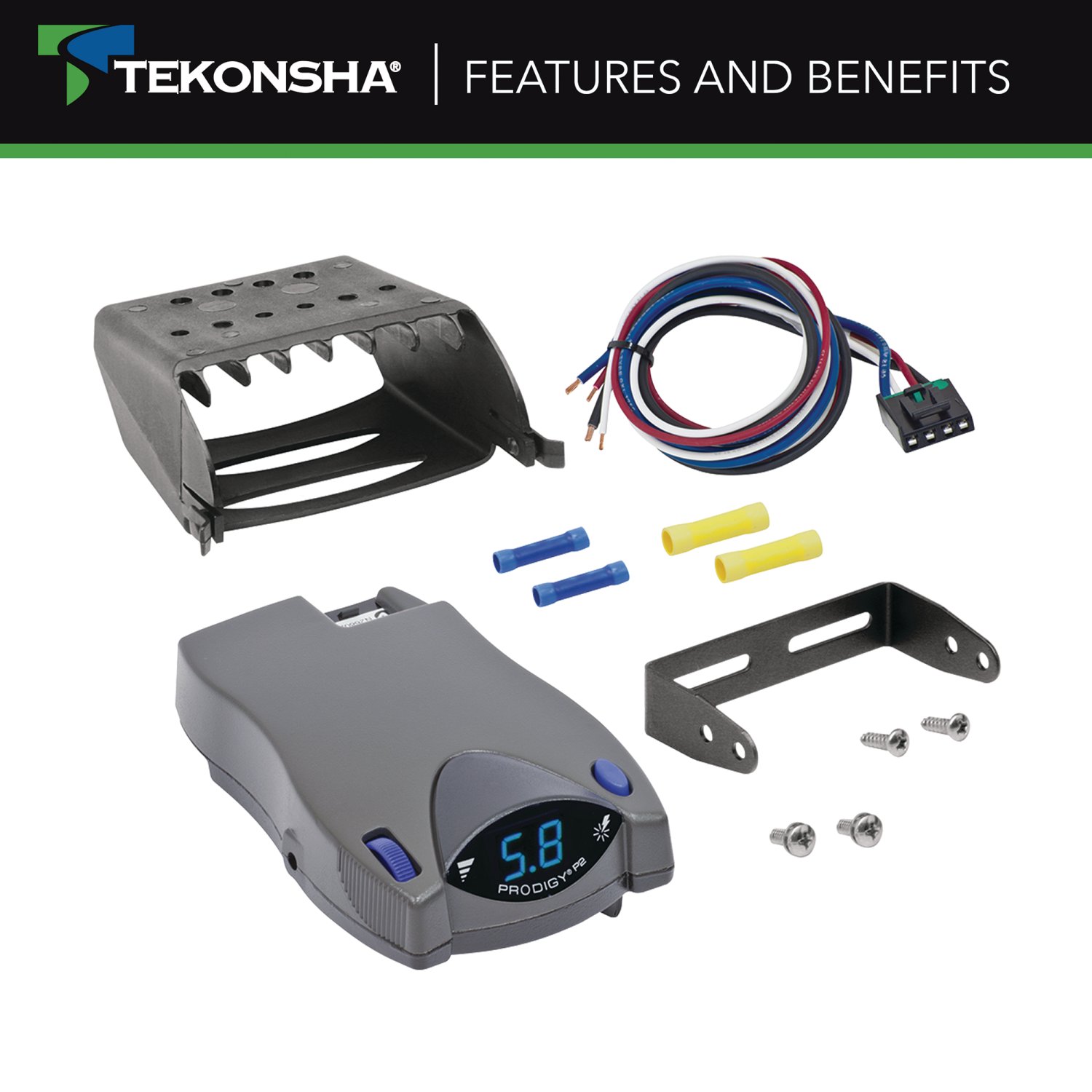 2013-2020 Acura MDX Tekonsha Prodigy P2 Proportional Brake Controller for Trailers with 1 to 4 Axles Gray 90885 thumbnail 5