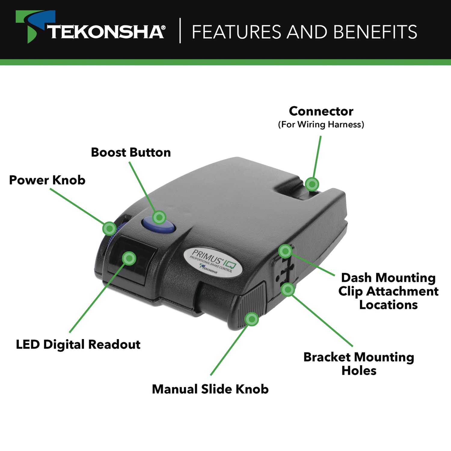 2013-2020 Acura MDX Tekonsha Primus IQ Proportional Brake Controller for Trailers with 1 to 3 Axles Gray 90160 thumbnail 2
