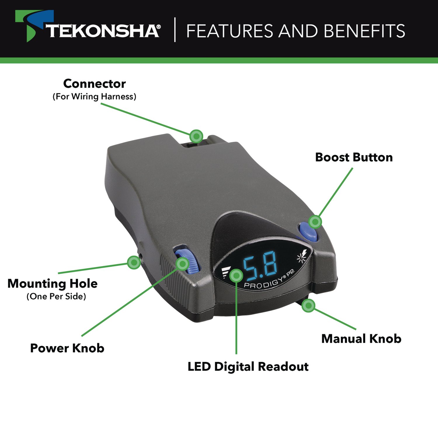 2008-2016 Ford F-250 Super Duty Tekonsha Prodigy P2 Proportional Brake Controller for Trailers with 1 to 4 Axles Gray 90885 thumbnail 2