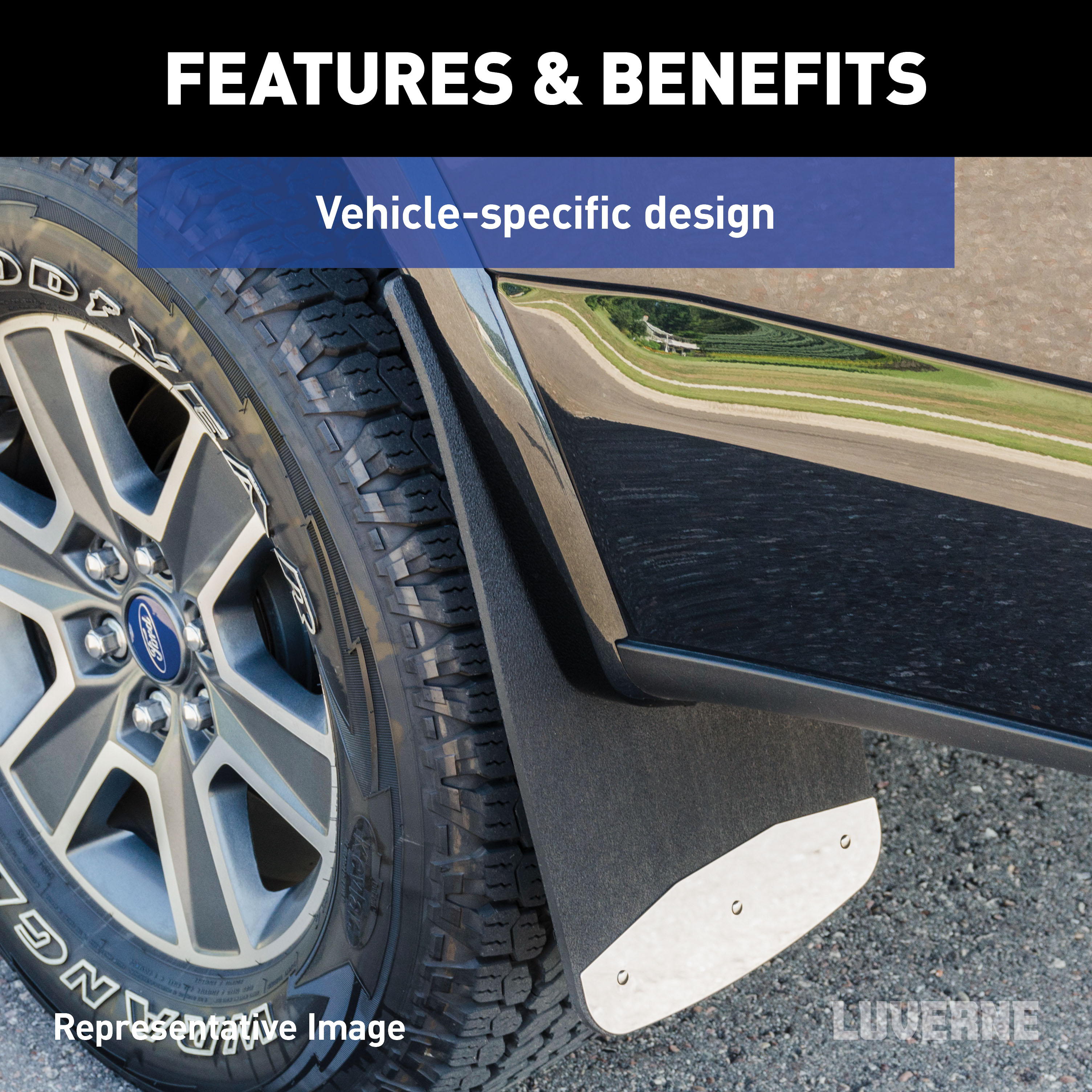 LUVERNE Rear Dually 20" x 23" Rubber Mud Guards, Select Ford F-350, F-450 (2 Flaps) 259924 thumbnail 5