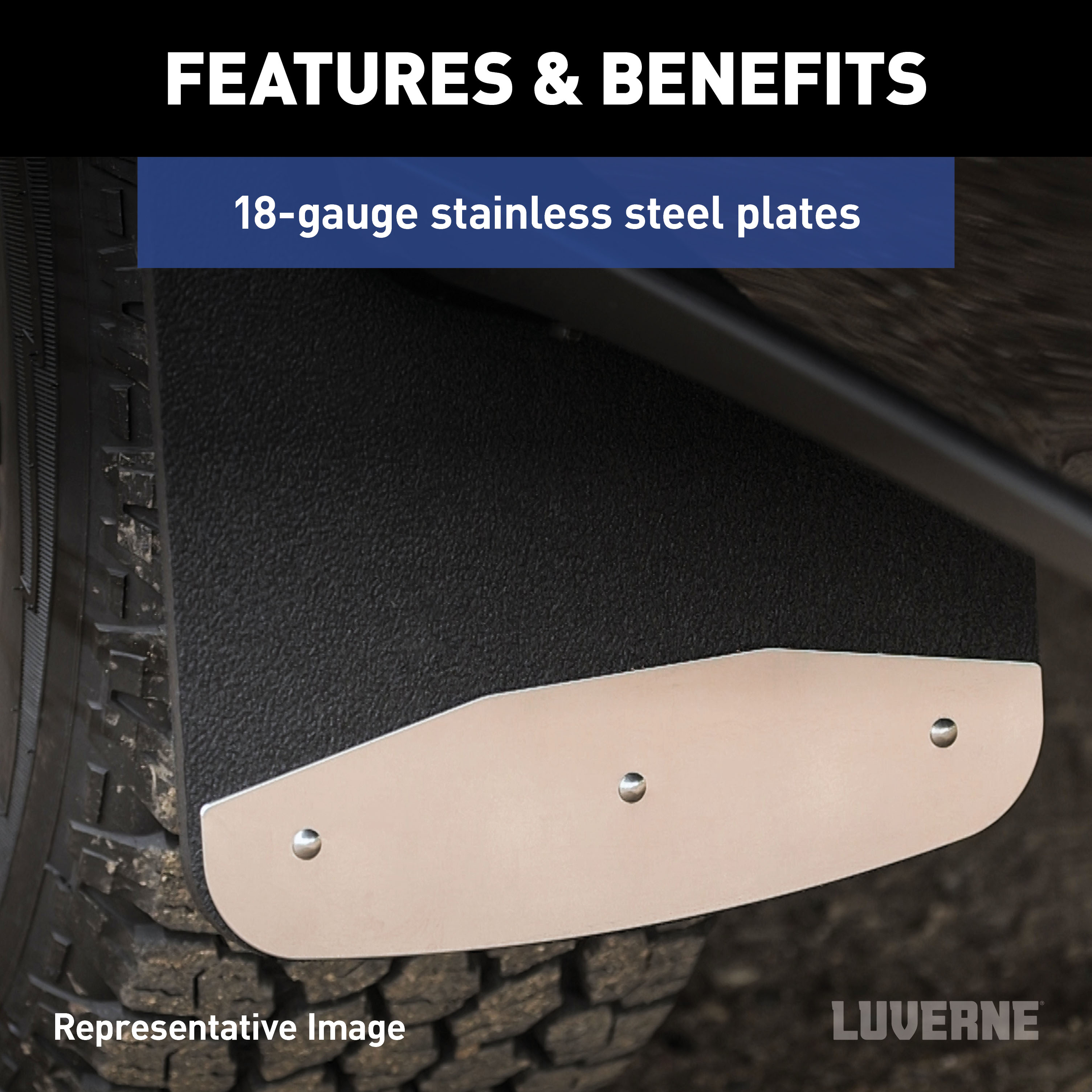 LUVERNE Rear Dually 20" x 23" Rubber Mud Guards, Select Ford F-350, F-450 (2 Flaps) 259924 thumbnail 6