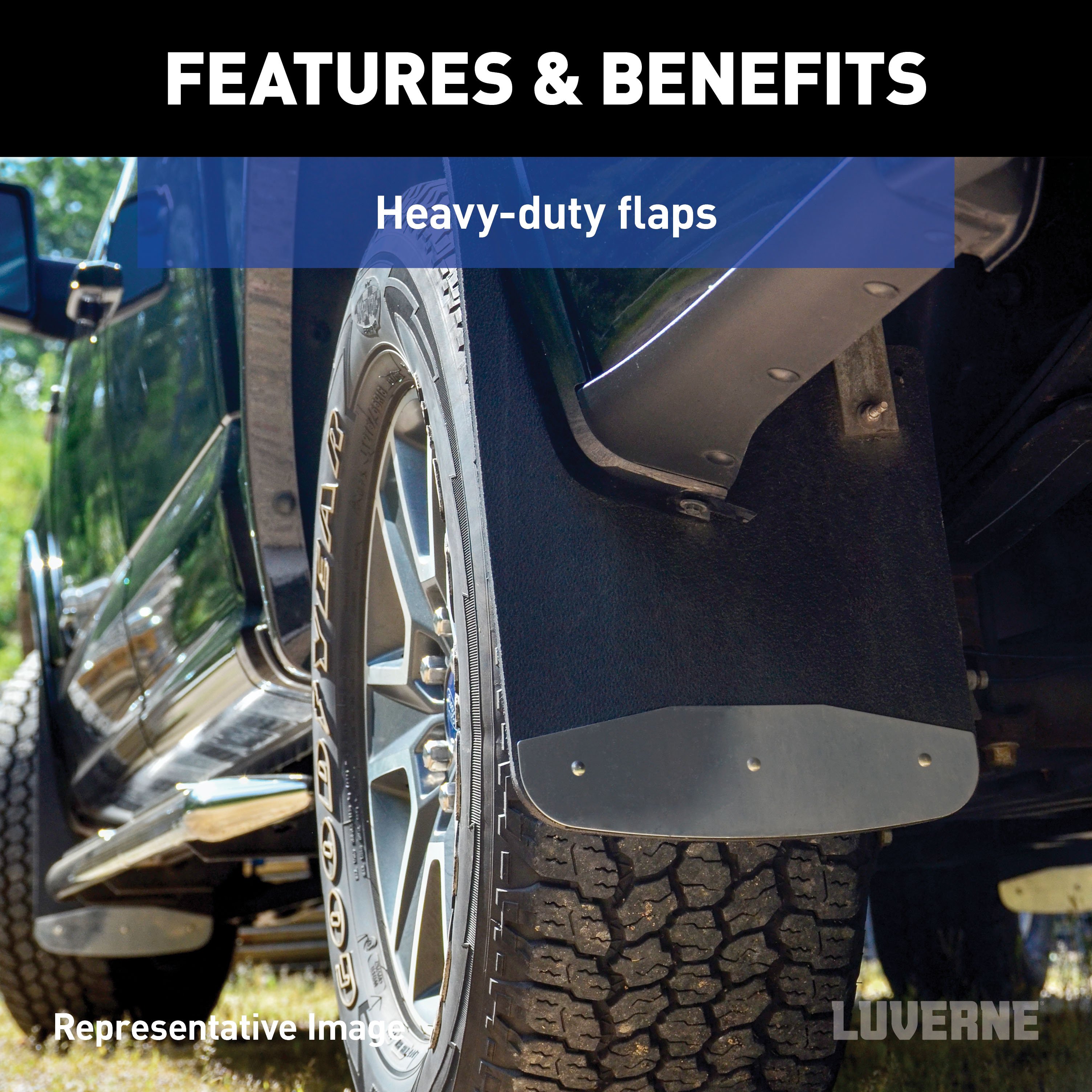 LUVERNE Rear Dually 20" x 23" Rubber Mud Guards, Select Silverado, Sierra 3500 (2 Flaps) 250744 thumbnail 4
