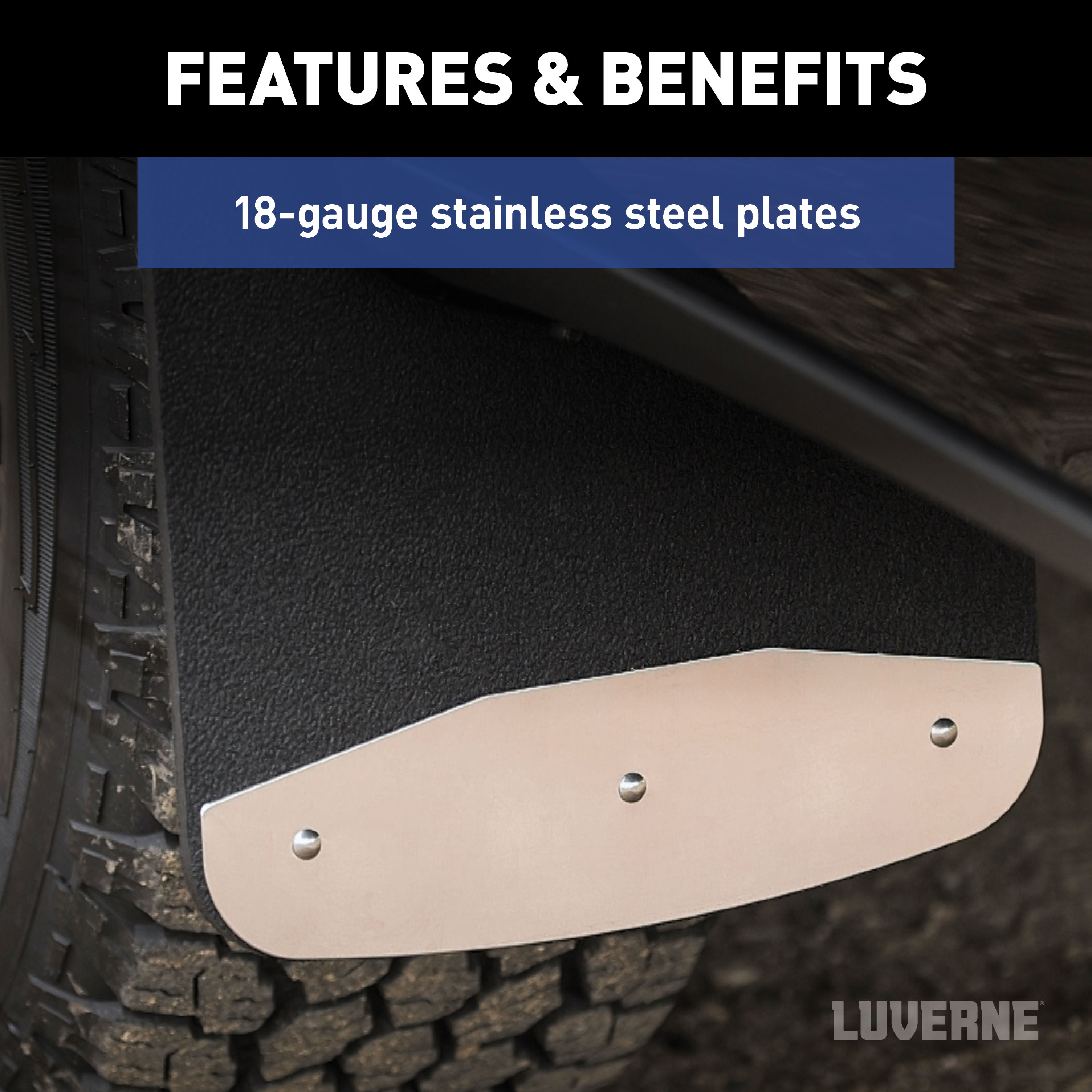 LUVERNE Rear 12" x 23" Rubber Mud Guards, Select Dodge, Ram 1500, 2500, 3500 (2 Flaps) 250933 thumbnail 6