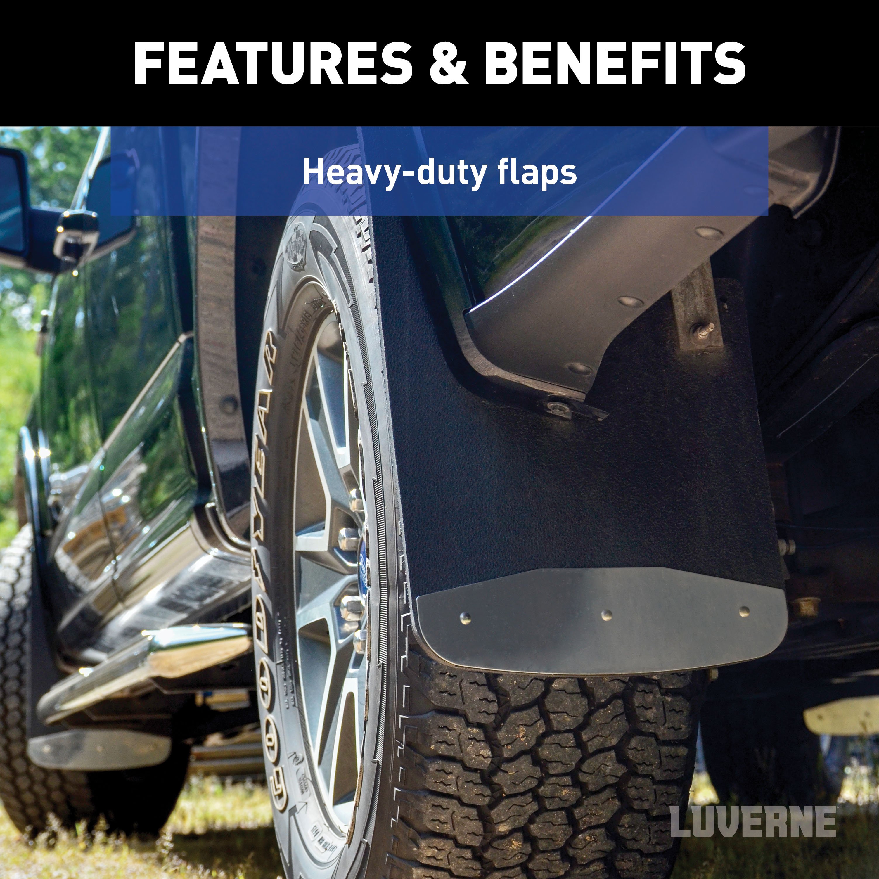 LUVERNE Front or Rear 12" x 23" Textured Rubber Mud Guards, Select Dodge Ram (2 Flaps) 250233 thumbnail 4