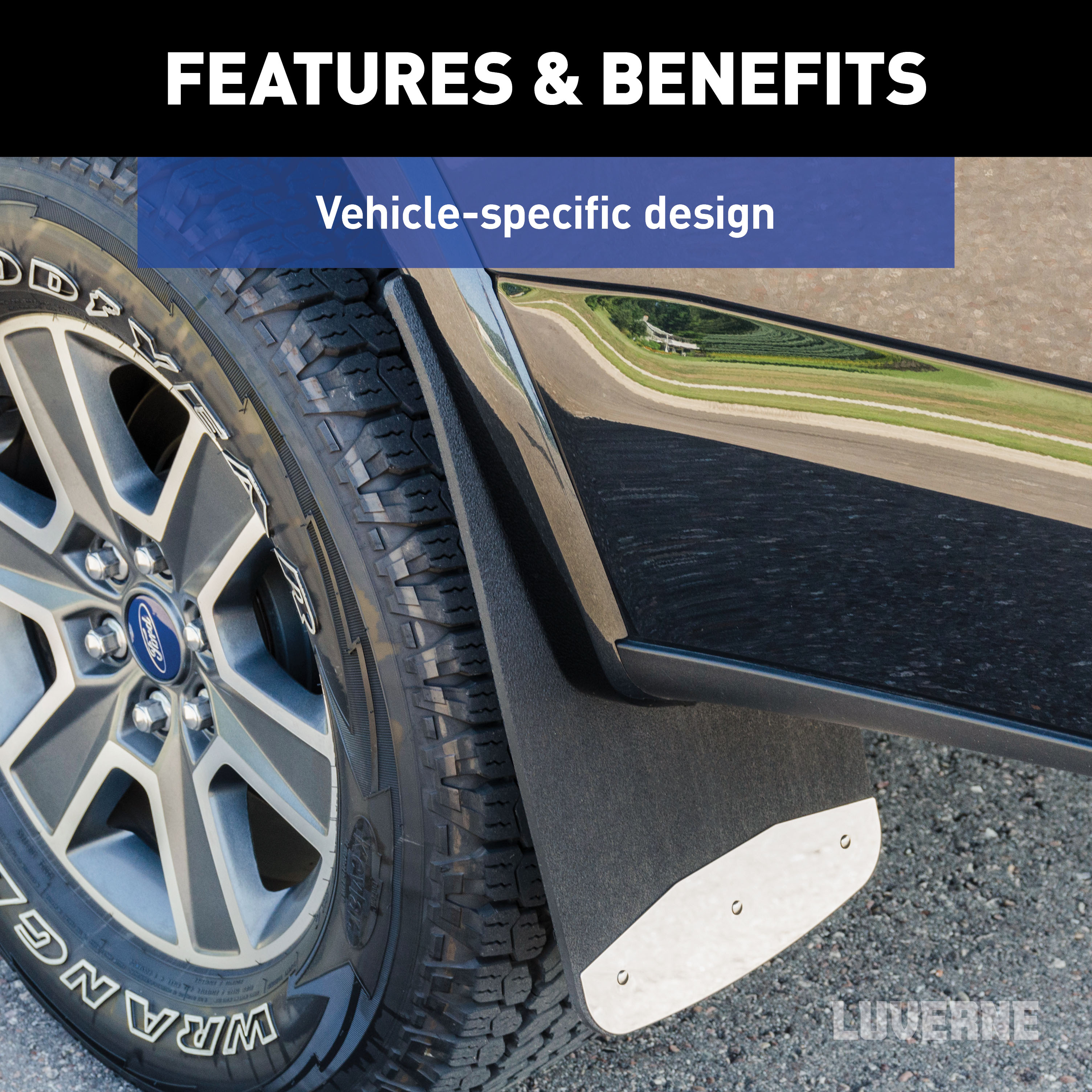 LUVERNE Front or Rear 12" x 23" Textured Rubber Mud Guards, Select Dodge Ram (2 Flaps) 250233 thumbnail 5