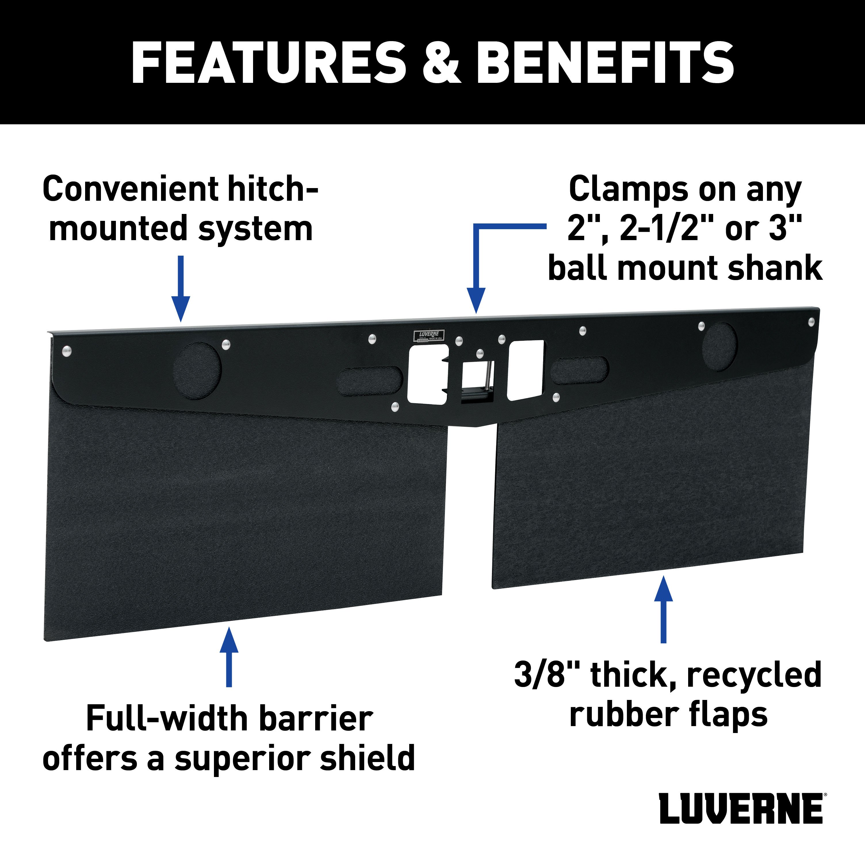 LUVERNE 20" Long Hitch-Mounted Textured Rubber Tow Guard (Fits 2", 2-1/2" or 3" Shank) 255300 thumbnail 3