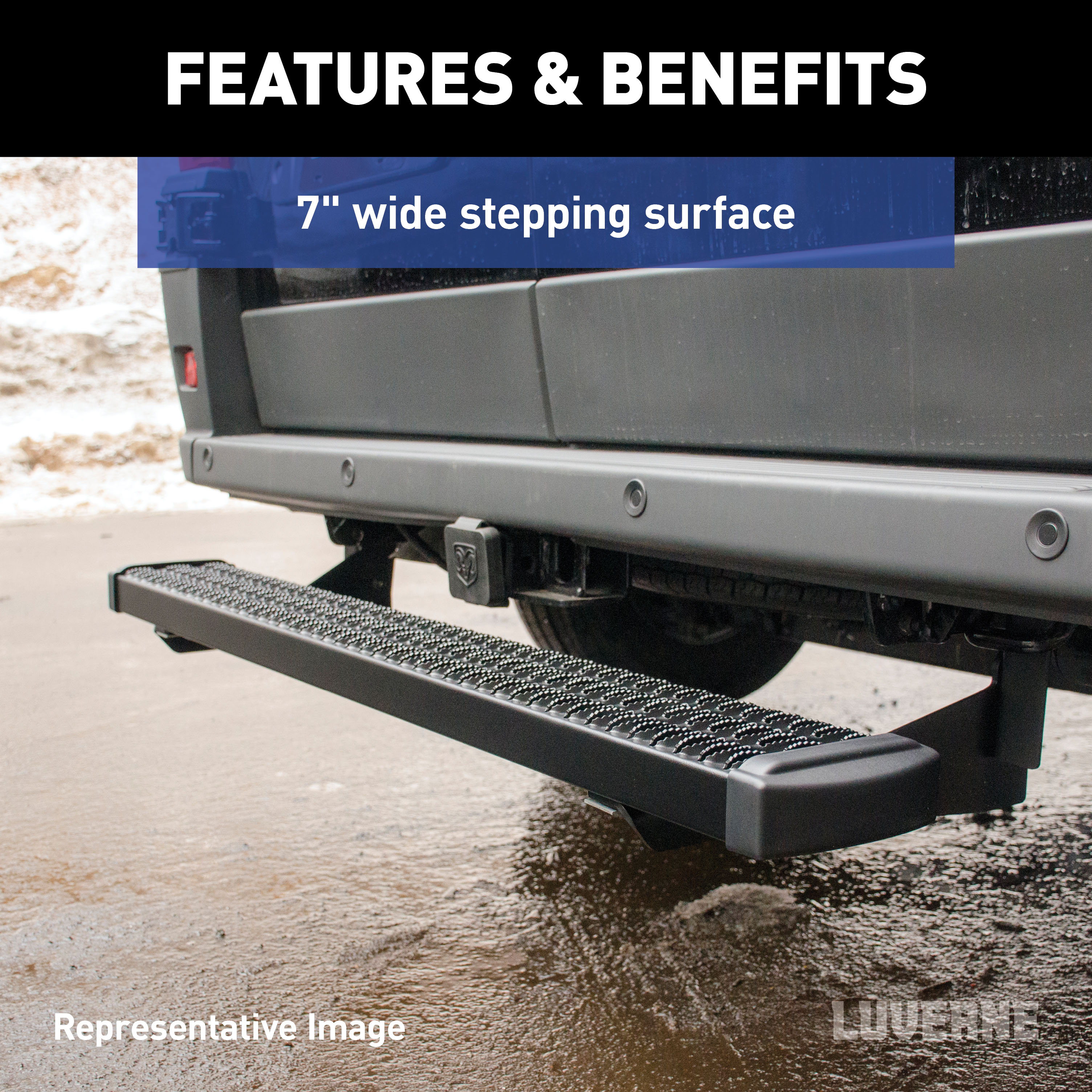 LUVERNE Grip Step 7" x 54" Black Aluminum Rear Step Fleet Kit, Select Ram ProMaster 415254-401478-0 thumbnail 4