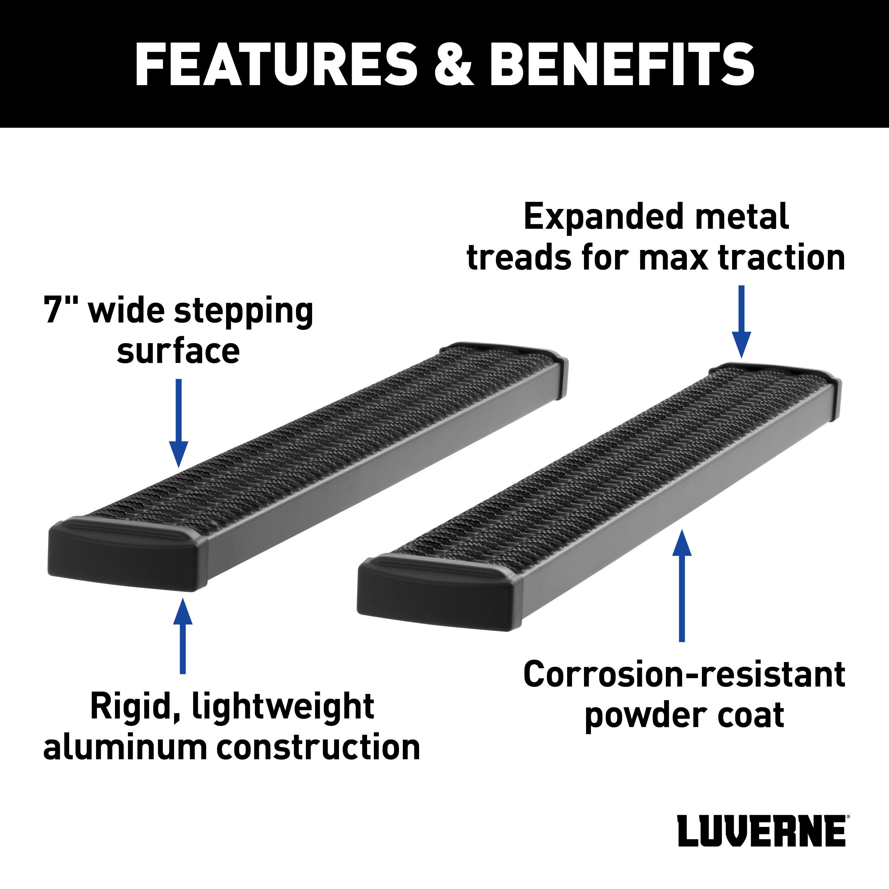 LUVERNE Grip Step 7" x 98" Aluminum W2W Running Boards, Select Ford F-250, F-350, F-450 415098-401733 thumbnail 3