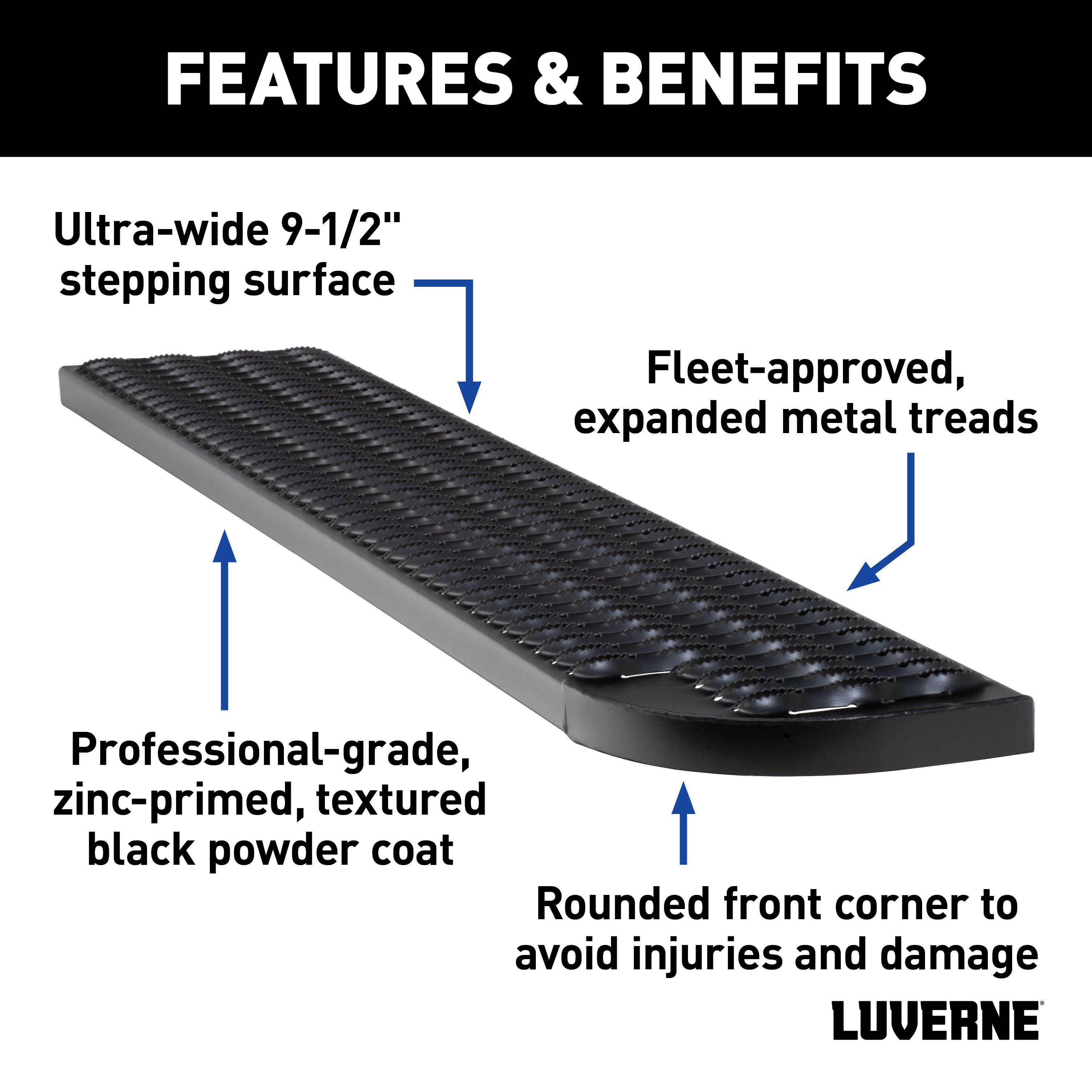LUVERNE Grip Step XL 9-1/2" x 54" Steel Passenger Running Board, Select Ram ProMaster 495154-401802 thumbnail 2