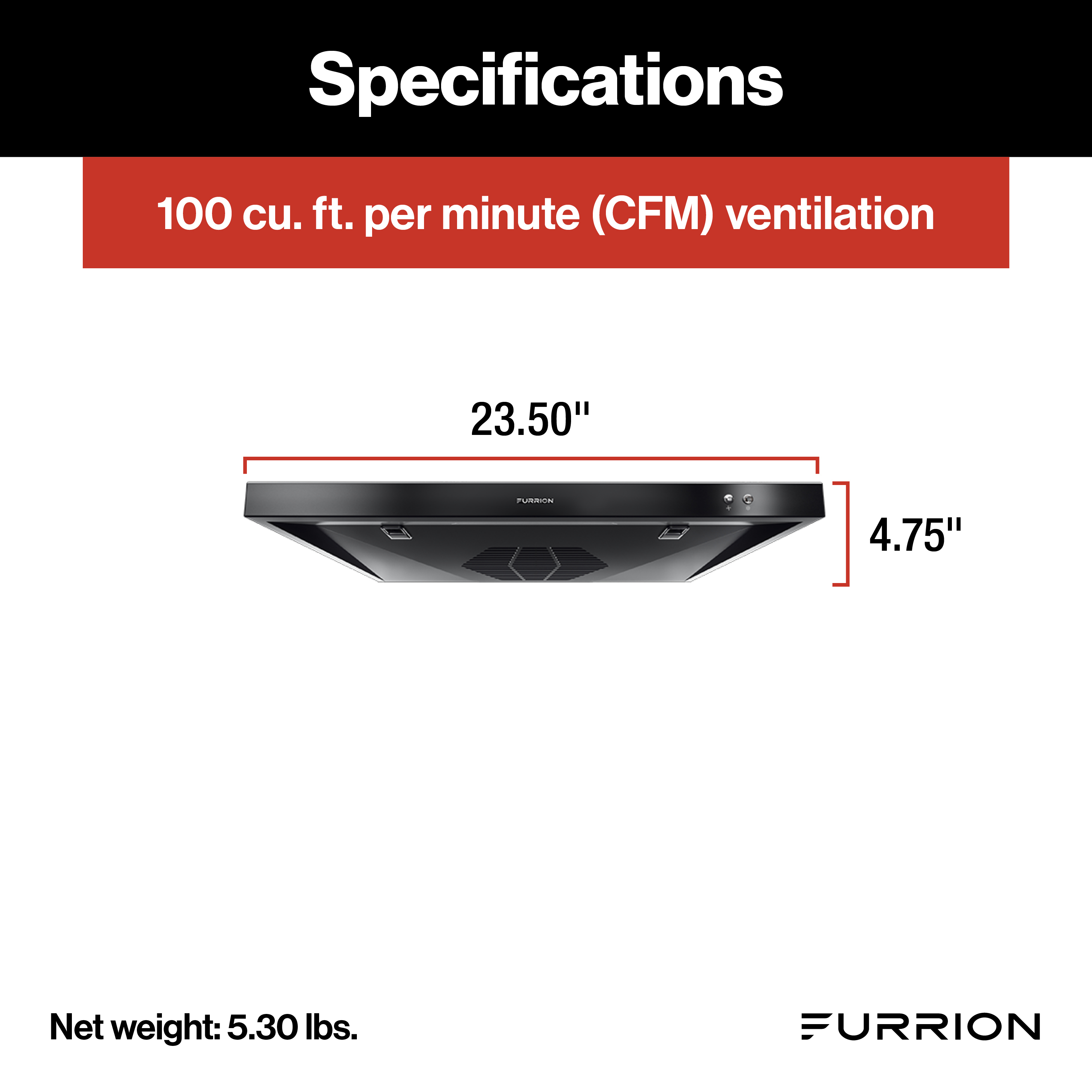 Furrion 12V Ducted RV Range Hood with Charcoal Filter - 24" Black #FHO23SACR-BL thumbnail 1