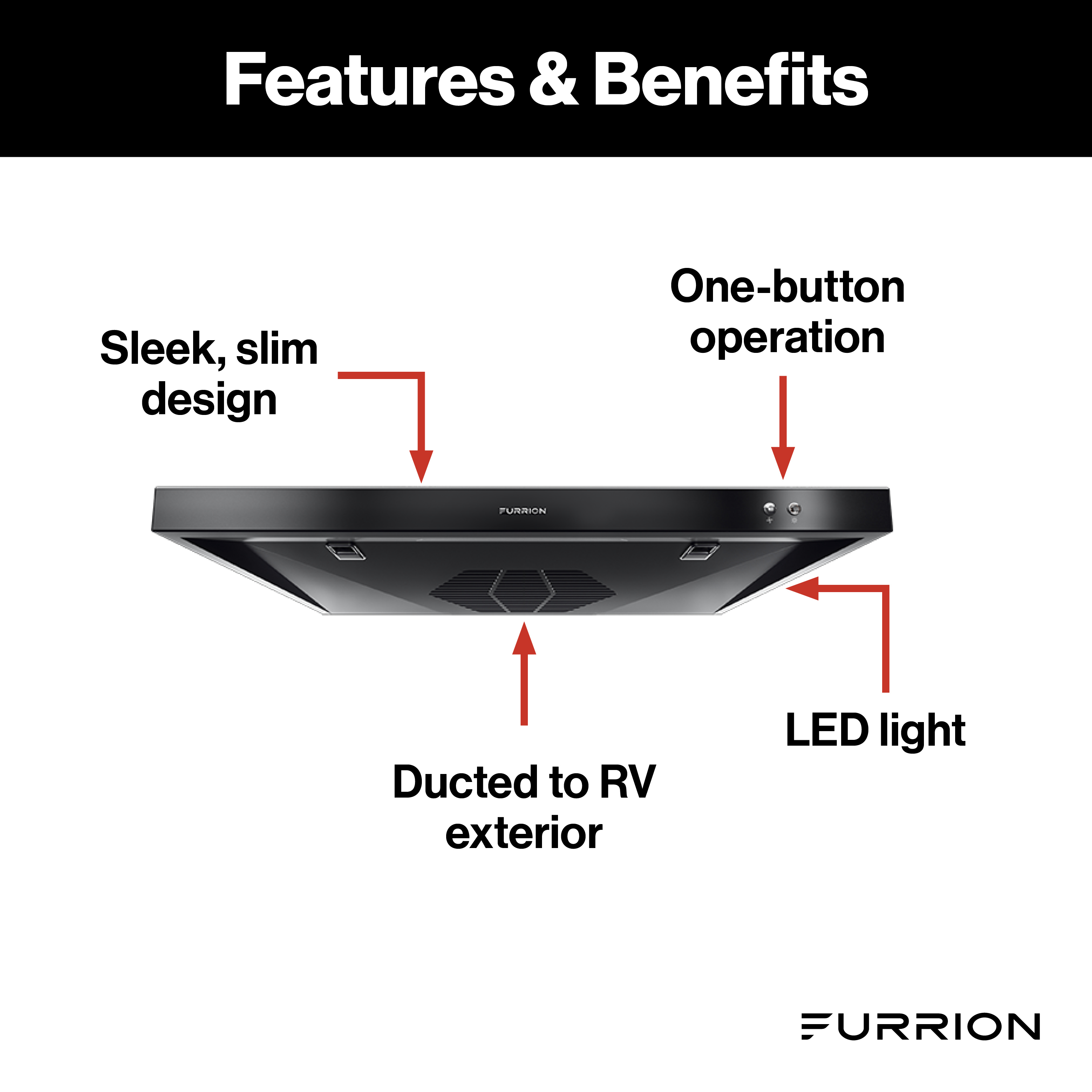 Furrion 12V Ducted RV Range Hood with Charcoal Filter - 24" Black #FHO23SACR-BL thumbnail 2
