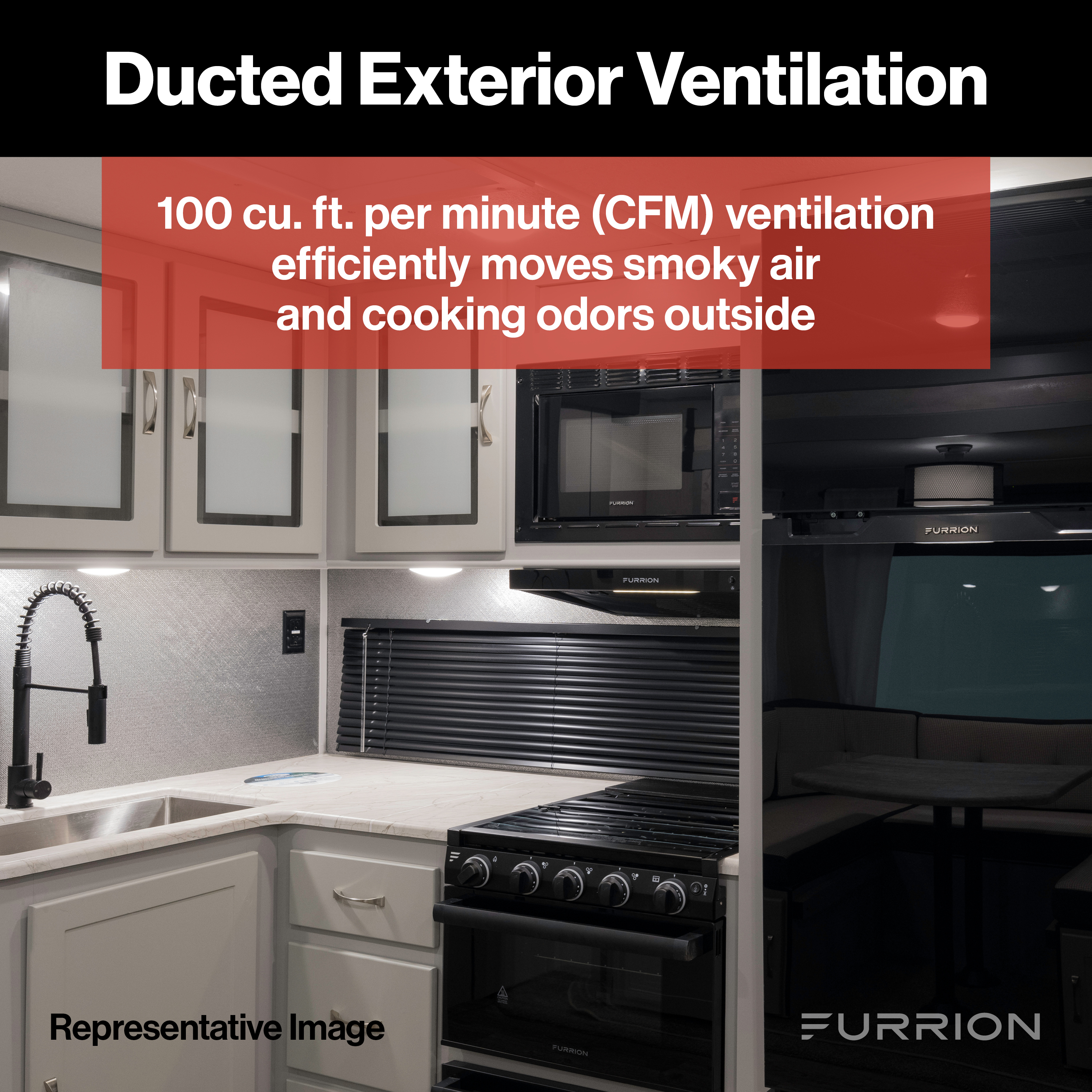 Furrion 12V Ducted RV Range Hood with Charcoal Filter - 24" Black #FHO23SACR-BL thumbnail 5