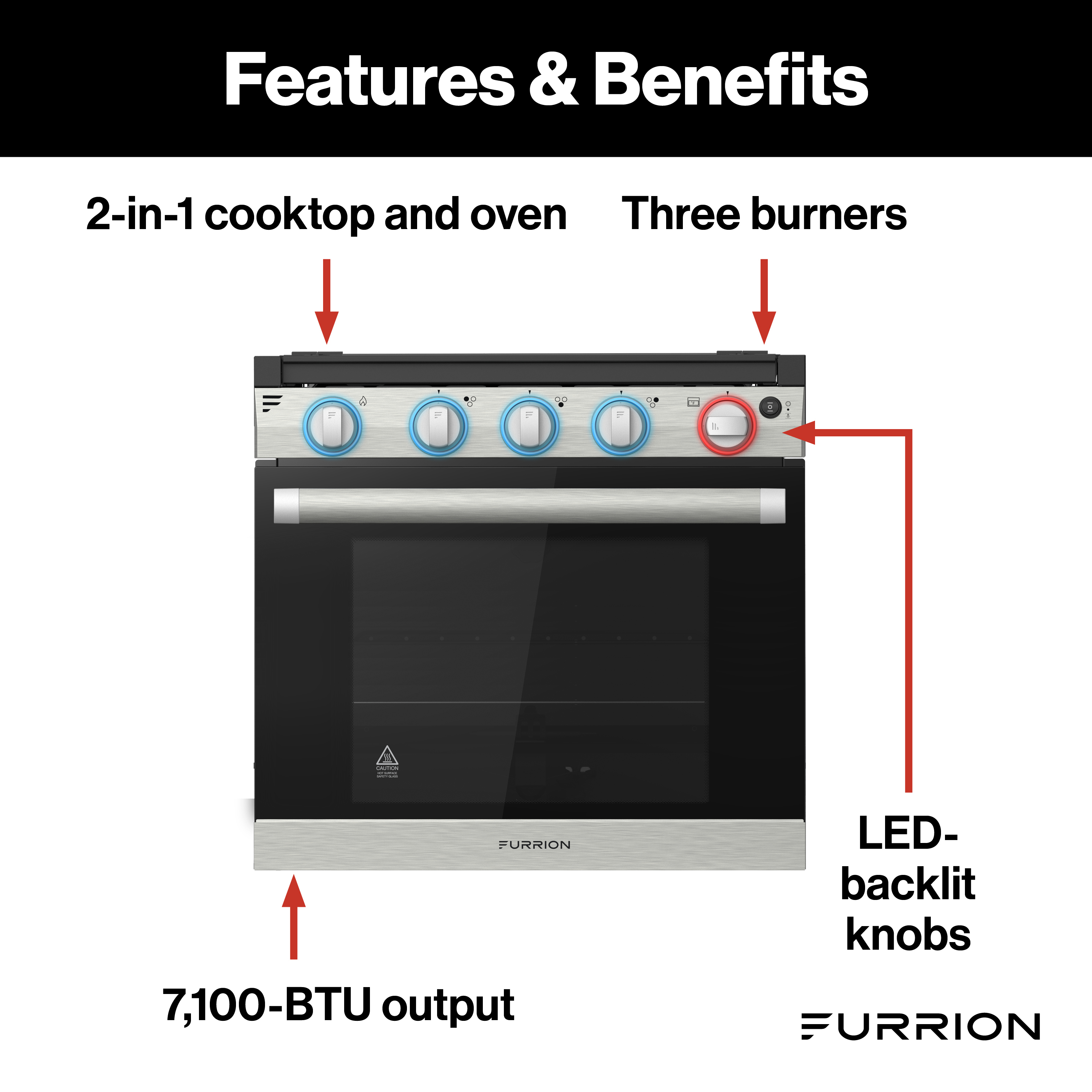 Furrion 2-in-1 RV Gas Range Oven - 21" Stainless Steel #FGR21G3A1-SG thumbnail 4