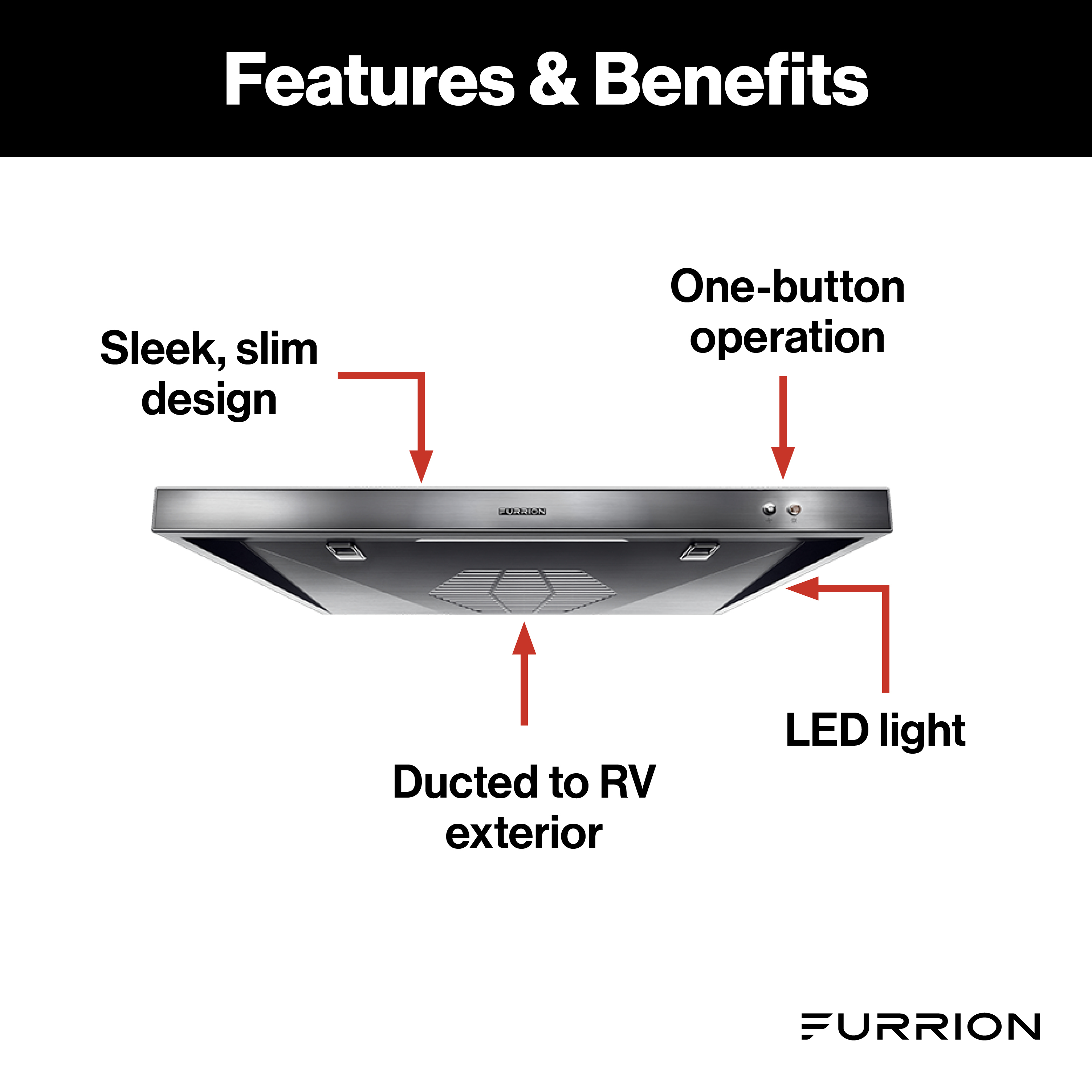 Furrion 12V Ducted RV Range Hood with Charcoal Filter - 24" Stainless Steel #FHO23SACR-SS thumbnail 2