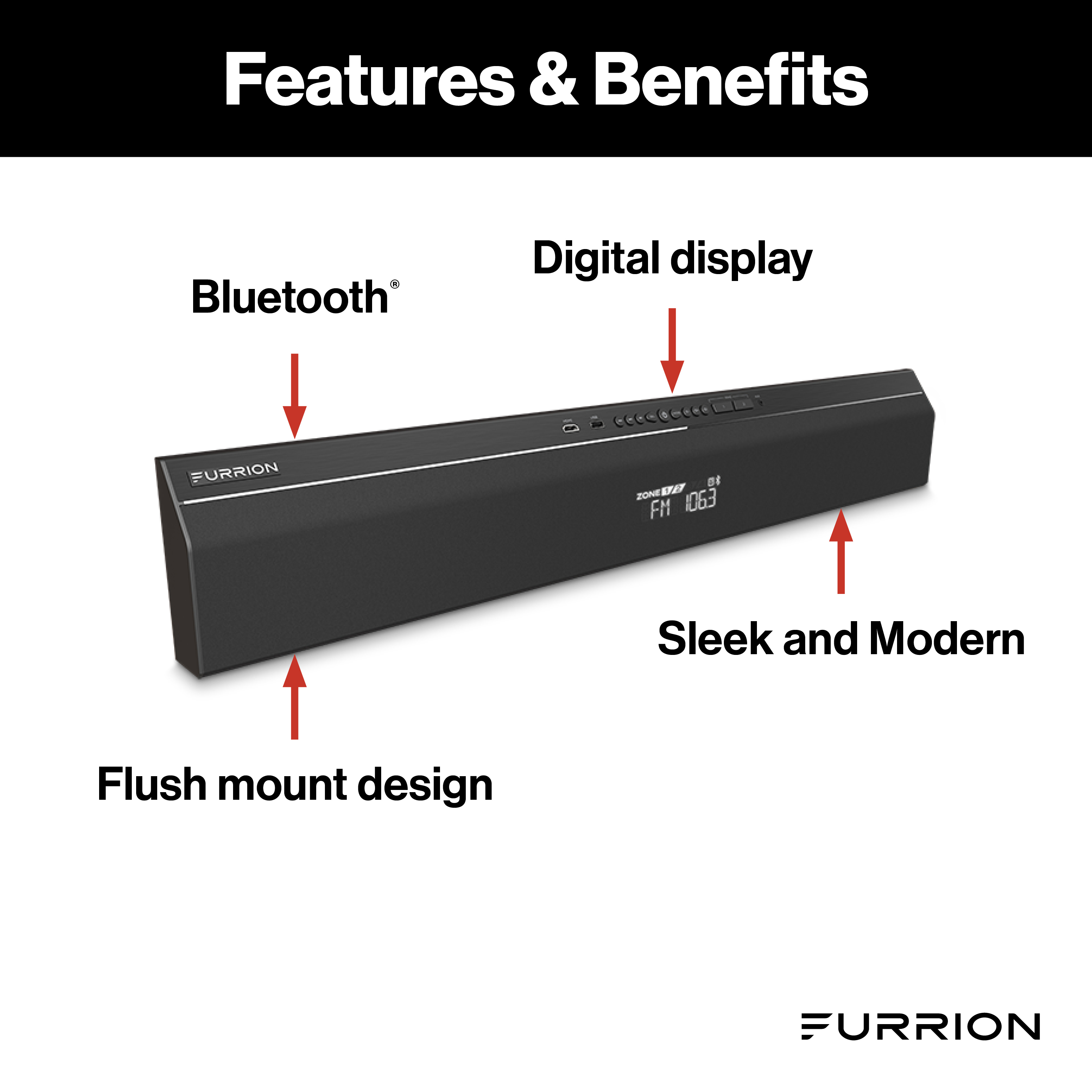 Furrion 2-Zone Soundbar Speaker with FM, Bluetooth, HDMI, and USB #FSB2N25MC-BL thumbnail 2