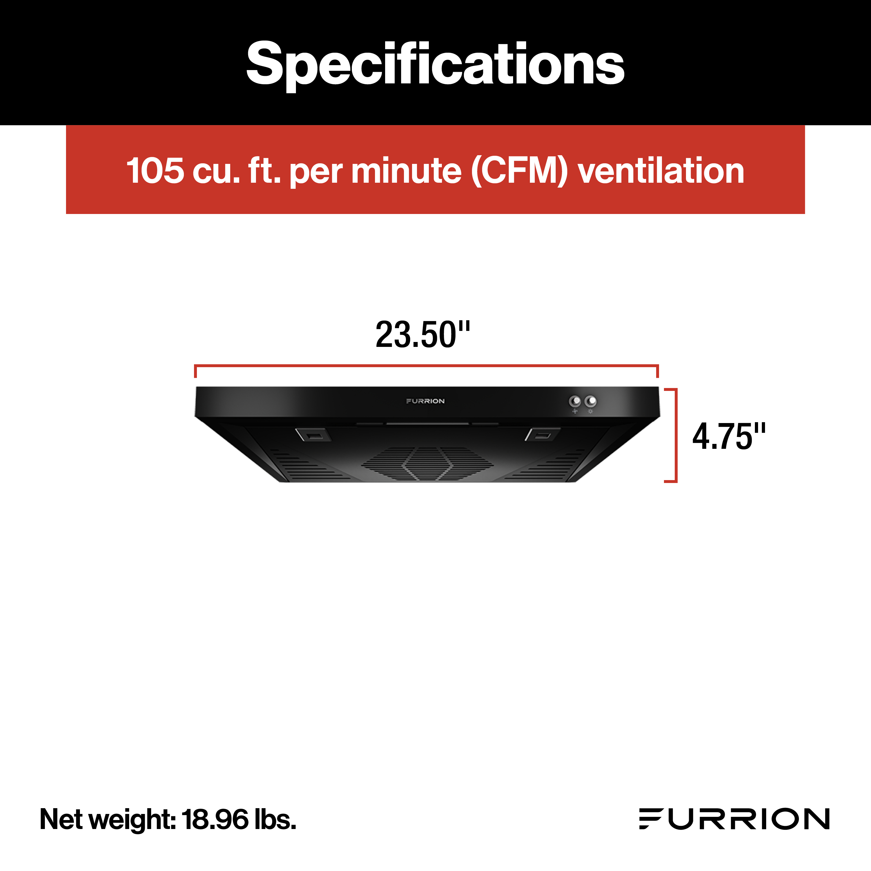 Furrion 12V Ductless RV Range Hood with Charcoal Filter - Black #FHO23SACRV-BL thumbnail 1