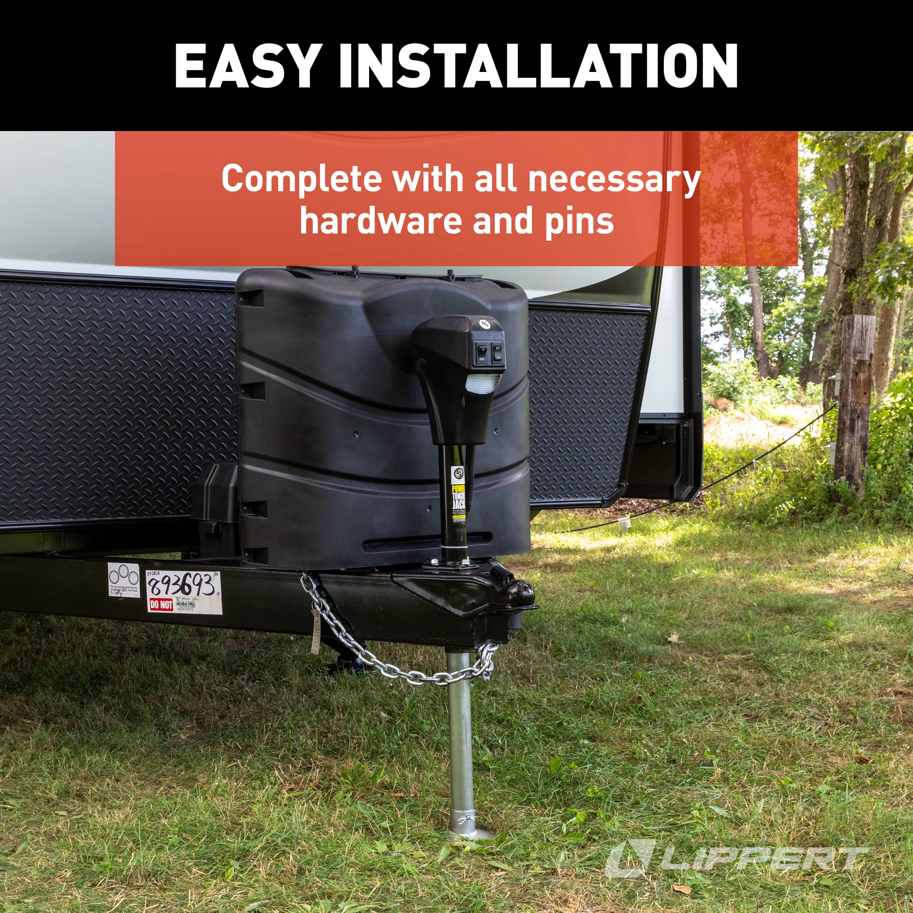 Lippert  3,500 lb,  Extended - 28.75 inches Trailer Powered Tongue Jack - Black thumbnail 3