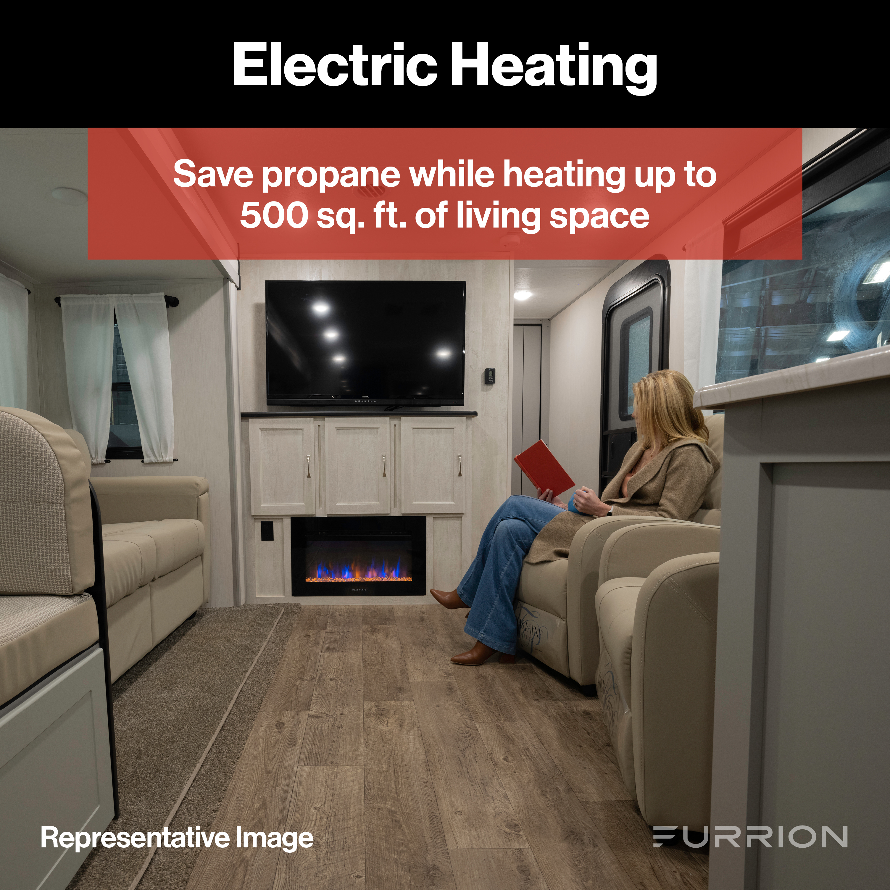 Furrion Built-In Electric RV Fireplace - Wood Platform, 30" #FF30SW15A-BL thumbnail 4