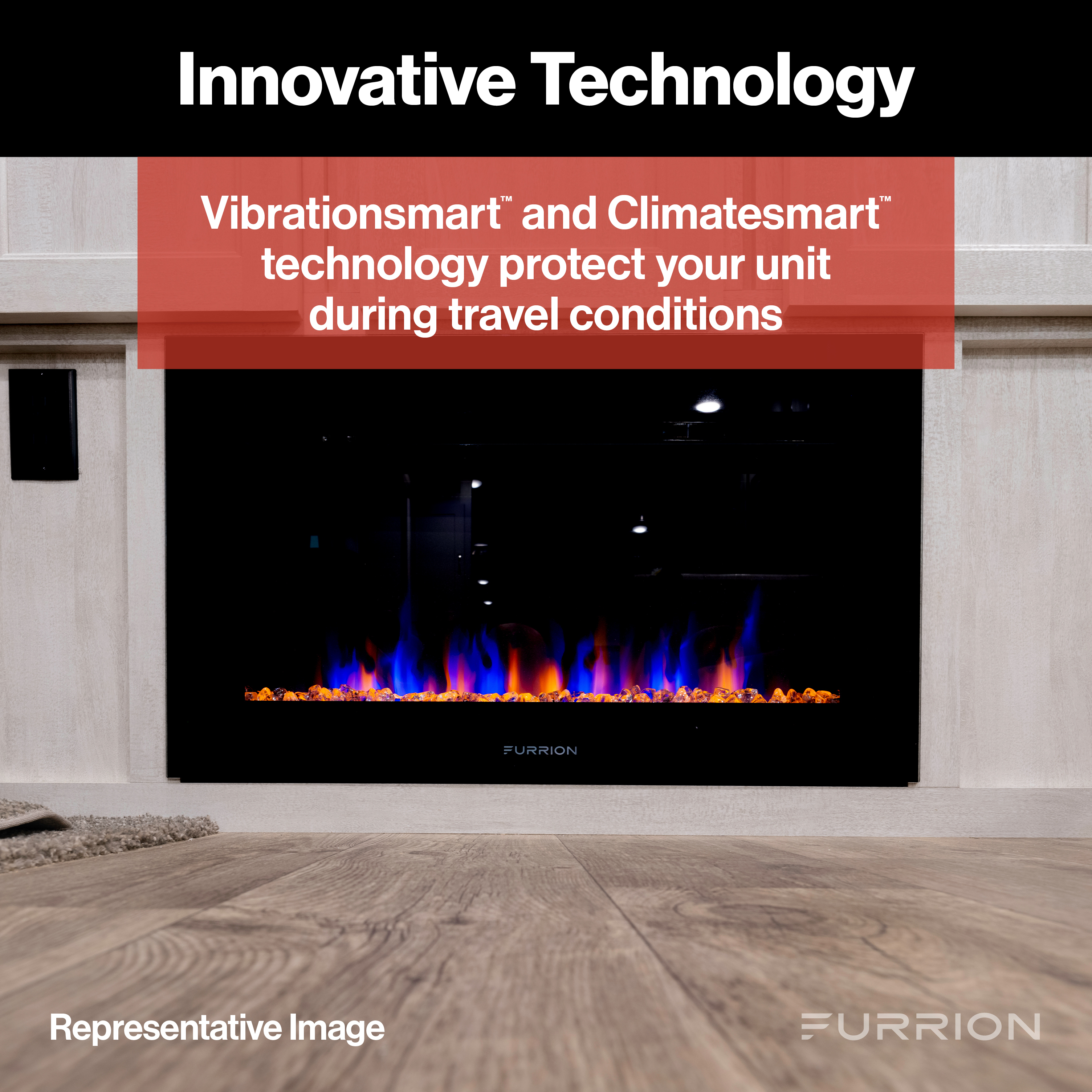 Furrion Built-In Electric RV Fireplace - Wood Platform, 30" #FF30SW15A-BL thumbnail 5