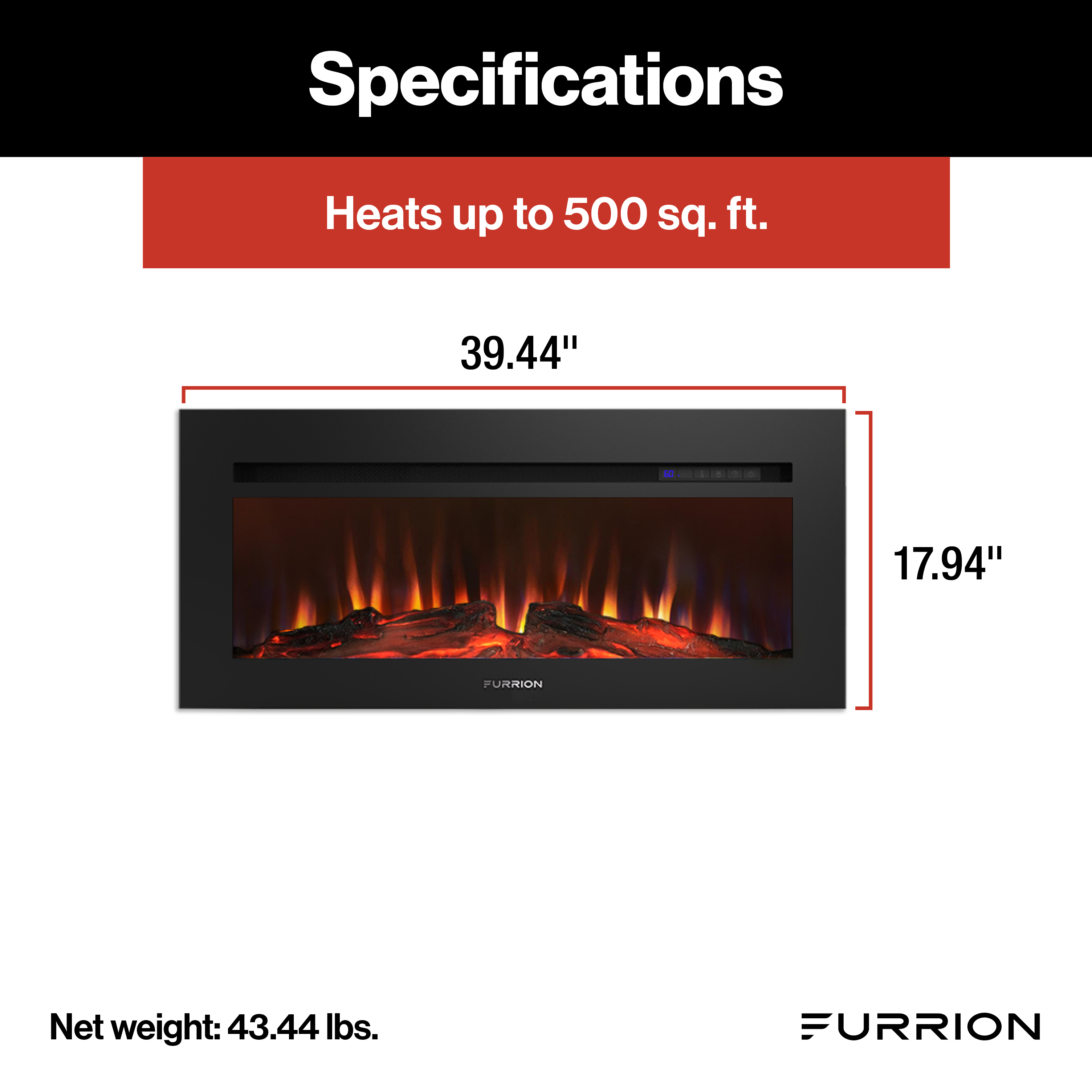 Furrion Built-In Electric RV Fireplace - Wood Platform, 40" #FF40SW15A-BL thumbnail 1