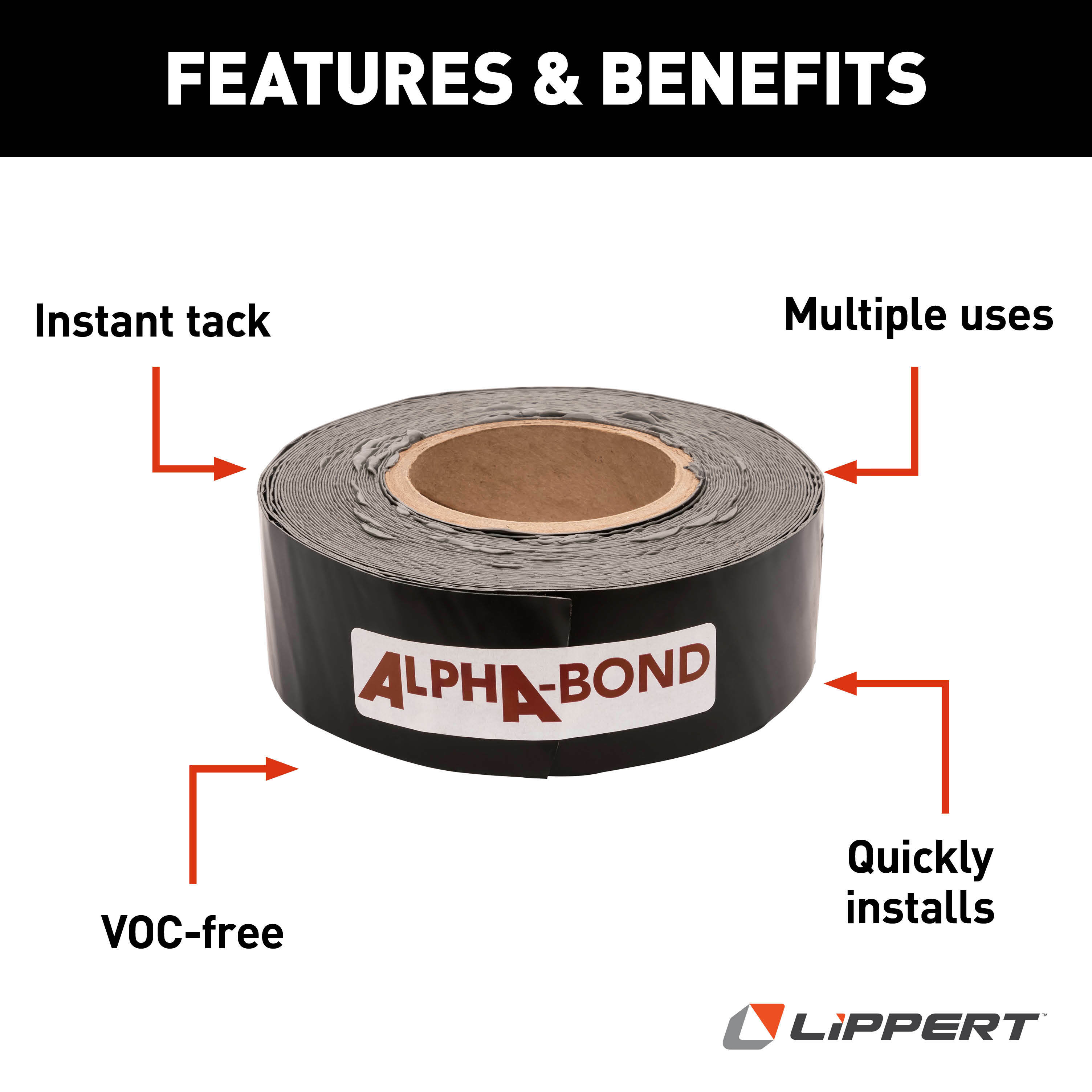 Alpha Systems ALPHABOND TPO Tape 2" x 50', Black (Case of 12) thumbnail 3