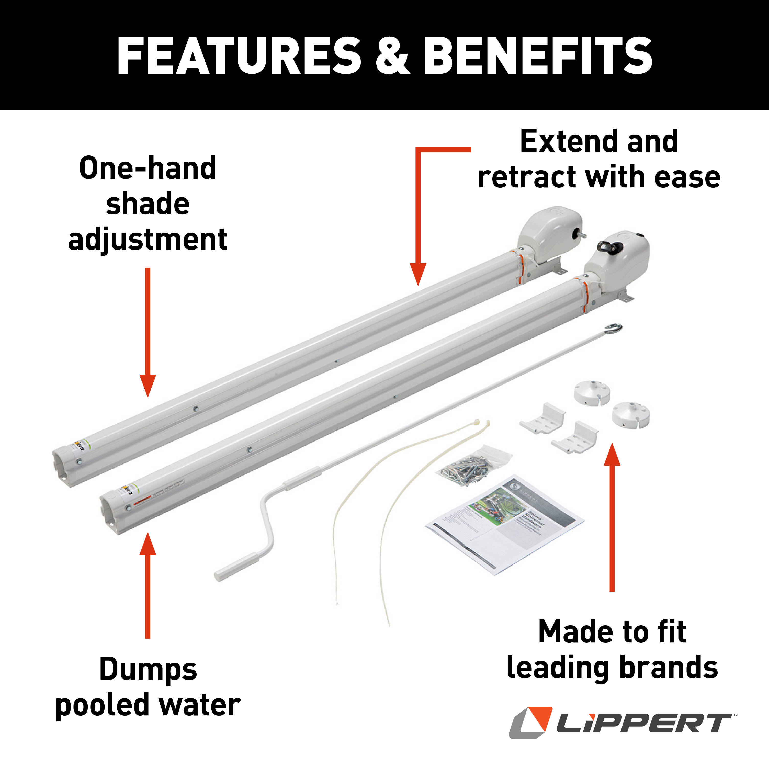 Solera 1500 Series Universal RV Awning Arms & Hardware Kit - 69" White #434728 thumbnail 2