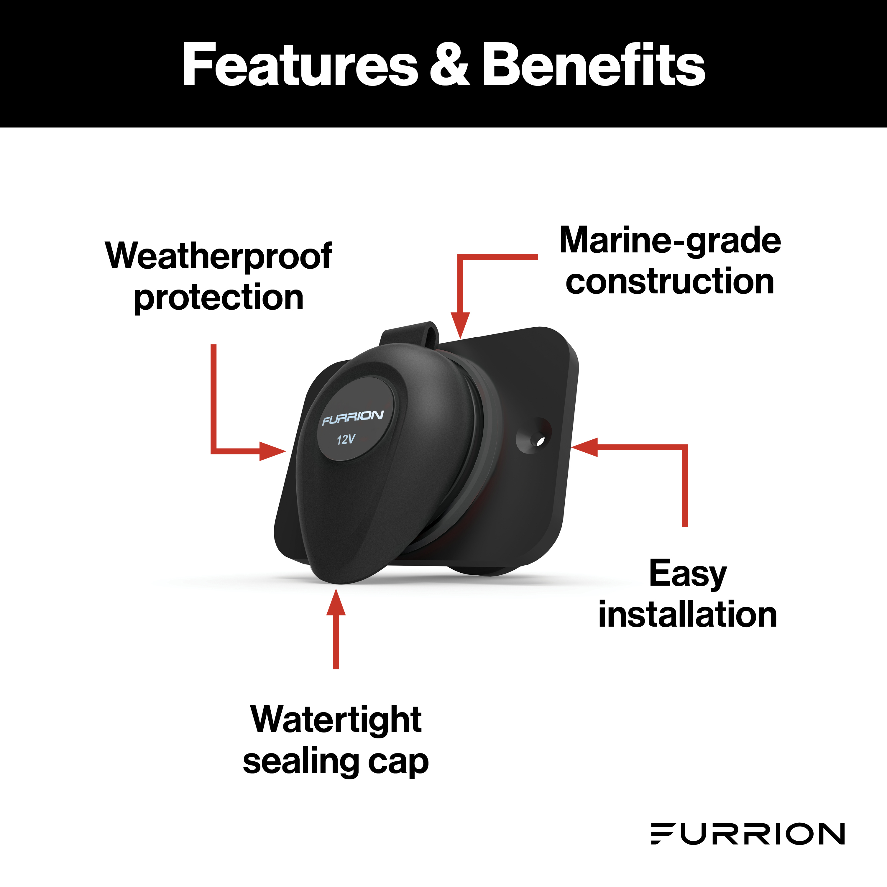 Furrion Electrical RV Receptacle with Watertight Sealing Cap - 12V #F12VR-AM thumbnail 2