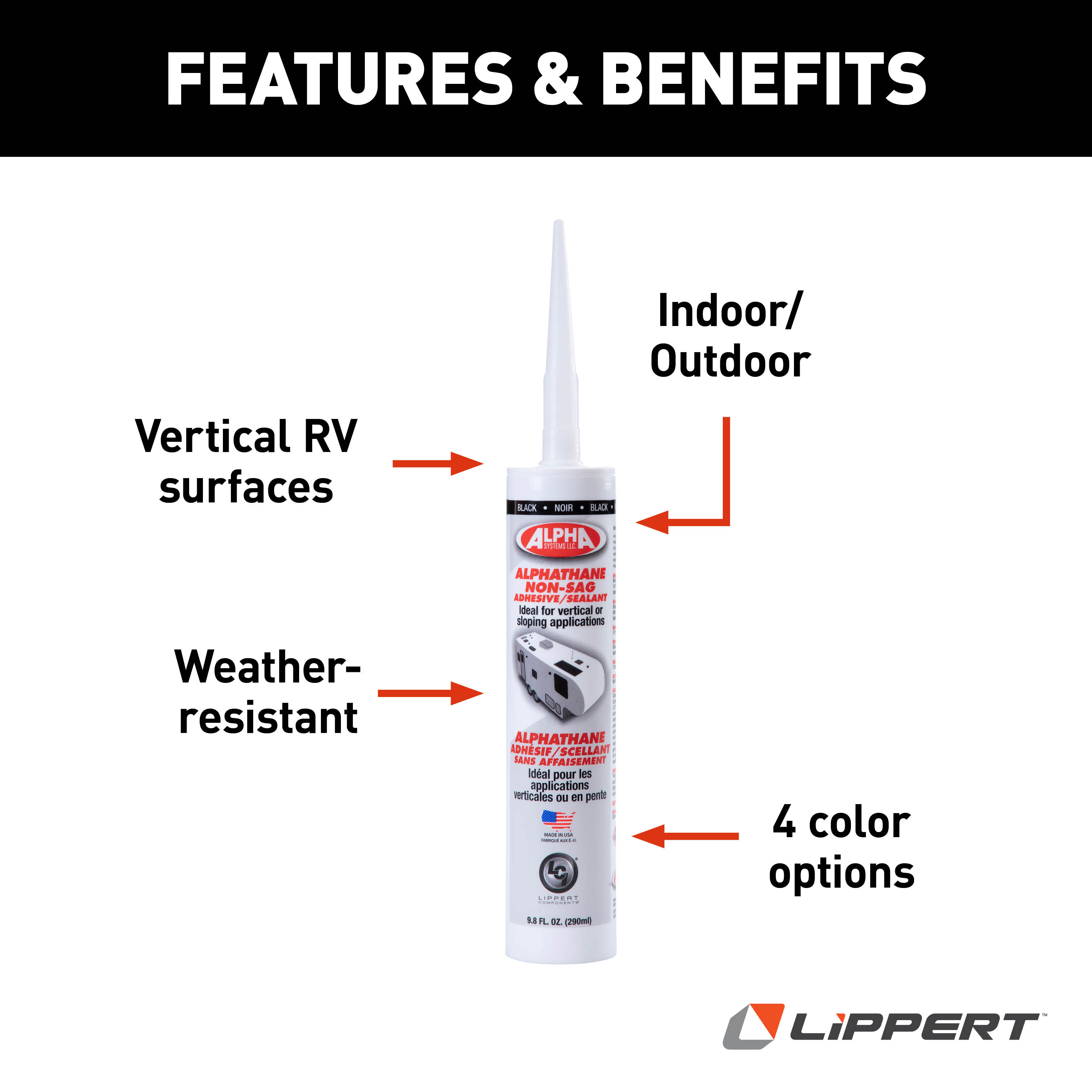 Alpha Systems 5160 ALPHATHANE Non-Sag Sealant, White (9.8 Oz. Tube) thumbnail 1