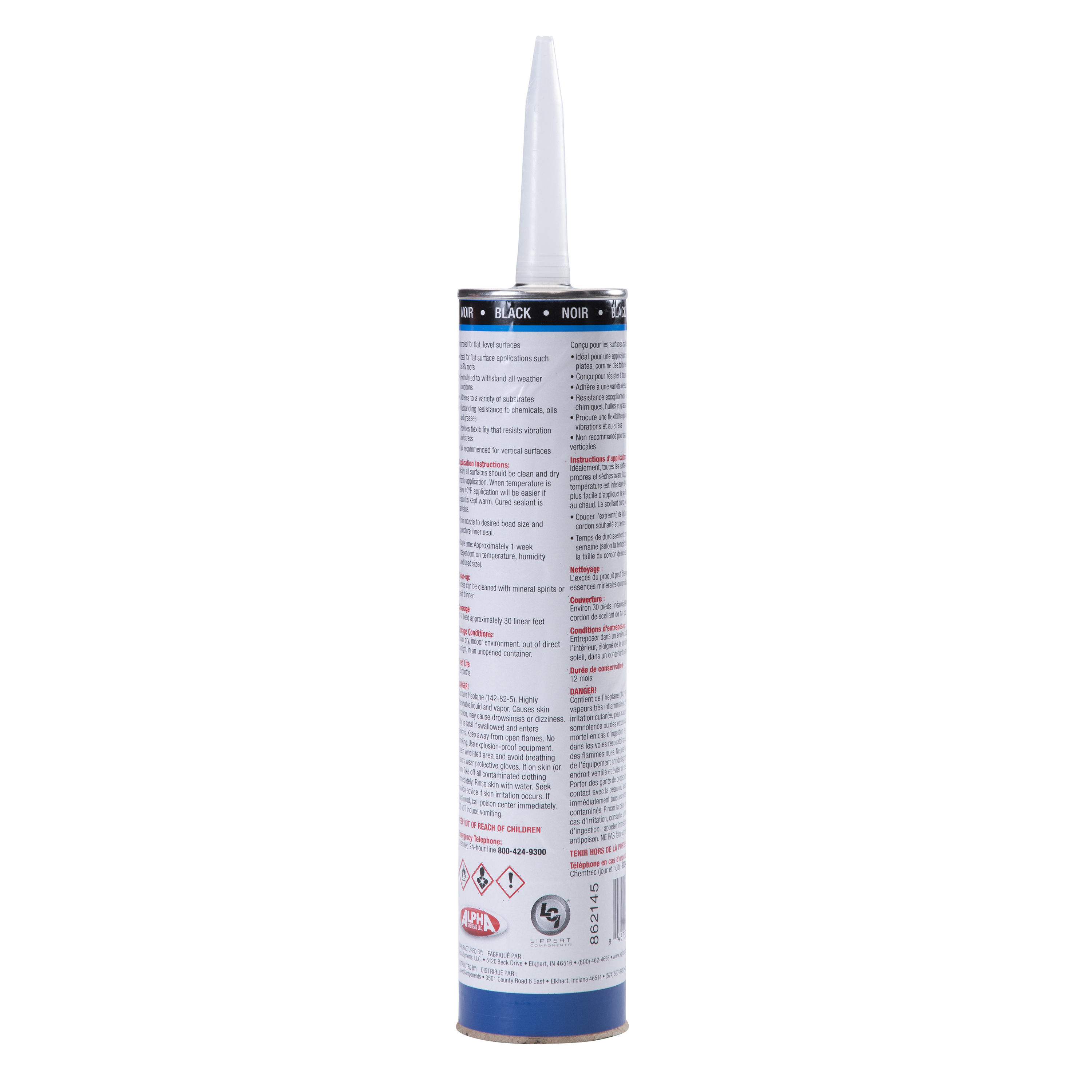 Alpha Systems 1021 Low VOC Self-Leveling Lap Sealant, Black (10.3 Oz. Tube) thumbnail 1
