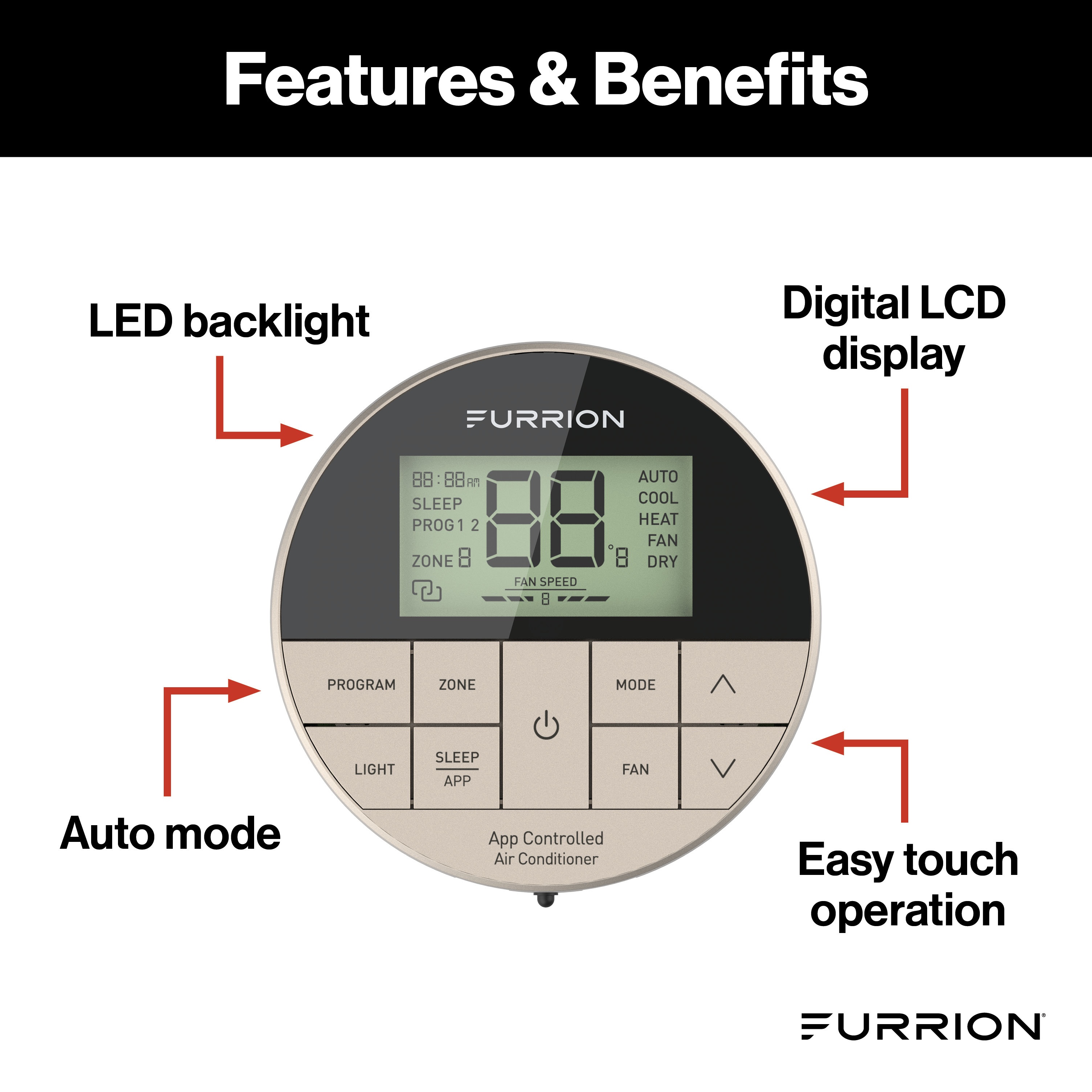 Furrion Enhanced Multi-Zone Wall Thermostat with App Control for Chill Air Conditioner Systems #FACW12APZA thumbnail 1