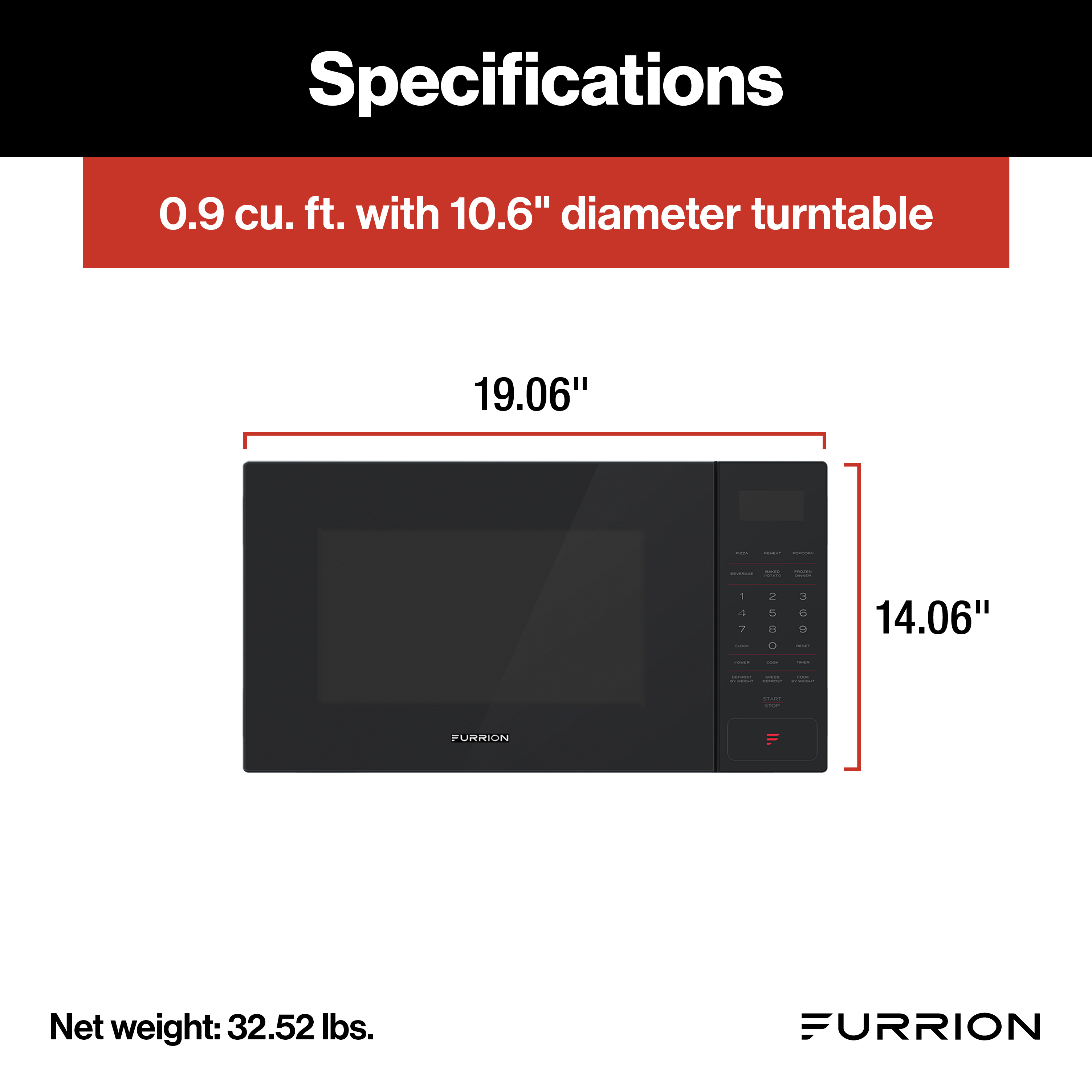 Furrion RV Microwave - 0.9 cu. ft, Black #FMSN09-BL thumbnail 1