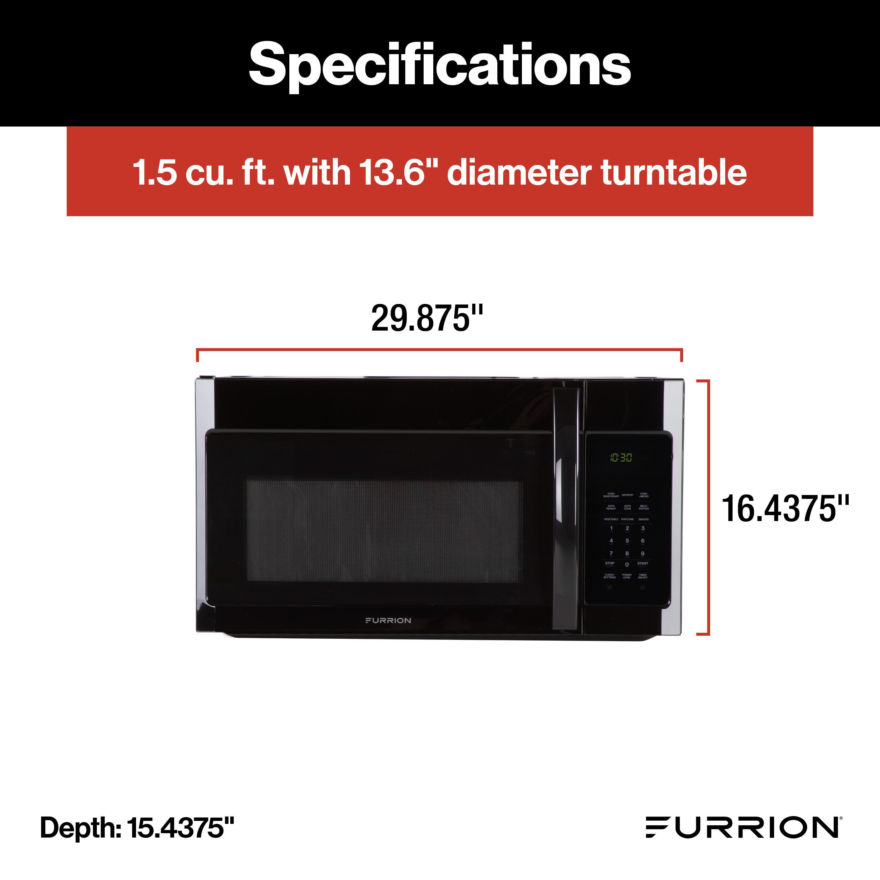 Furrion Over-The-Range Convection RV Microwave Oven - 1.5 cu. ft., Black #FMCM15A-BL thumbnail 1