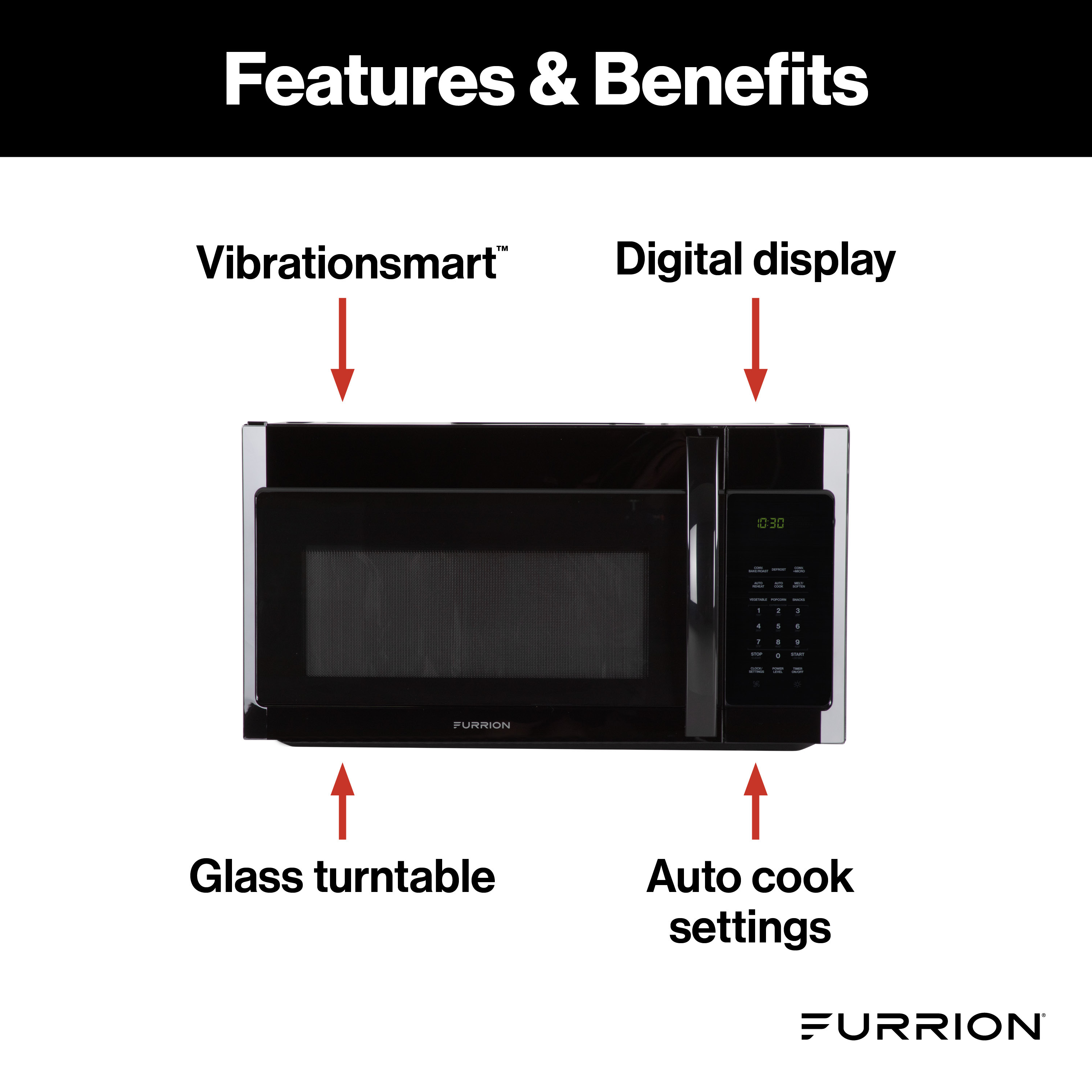 Furrion Over-The-Range Convection RV Microwave Oven - 1.5 cu. ft., Black #FMCM15A-BL thumbnail 2