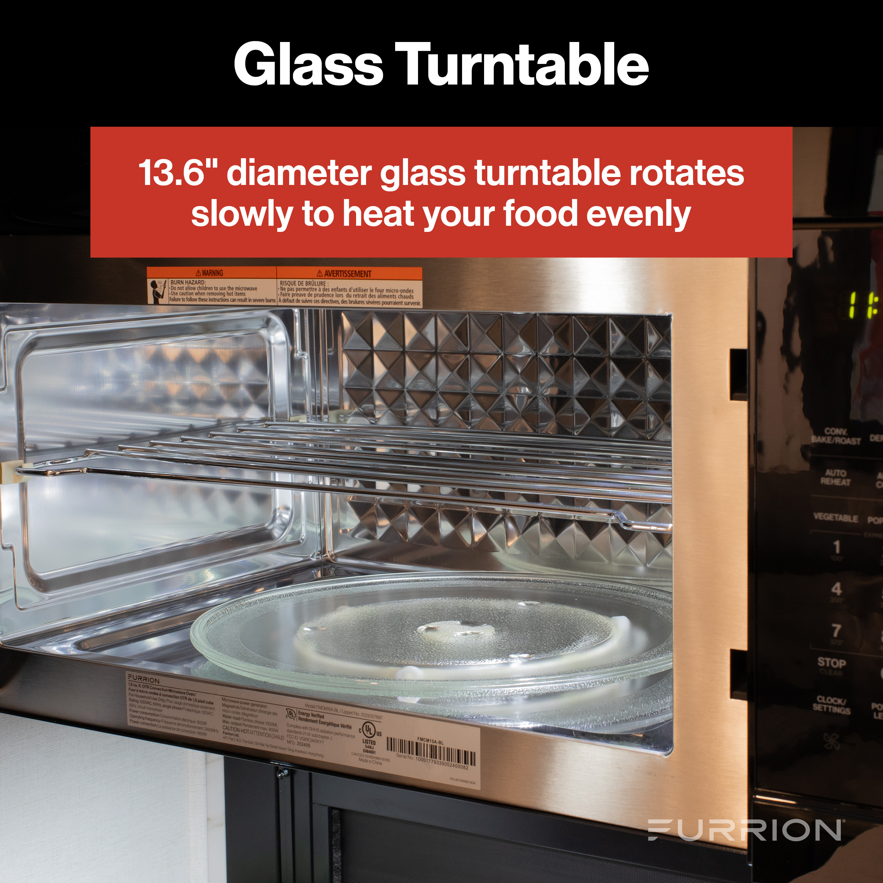 Furrion Over-The-Range Convection RV Microwave Oven - 1.5 cu. ft., Black #FMCM15A-BL thumbnail 5