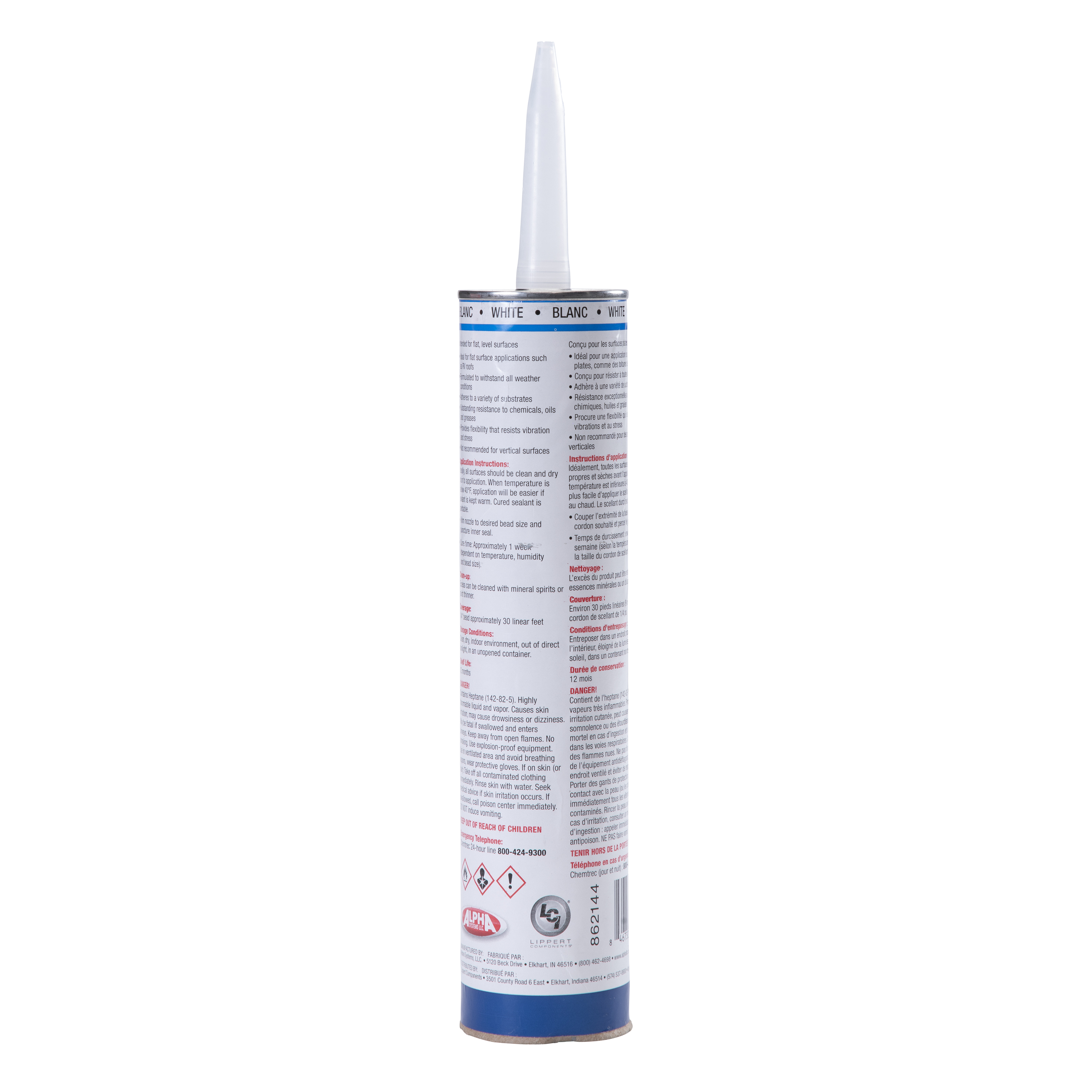 Alpha Systems 1021 Low VOC Self-Leveling Lap Sealant, White (10.3 Oz. Tube) thumbnail 1