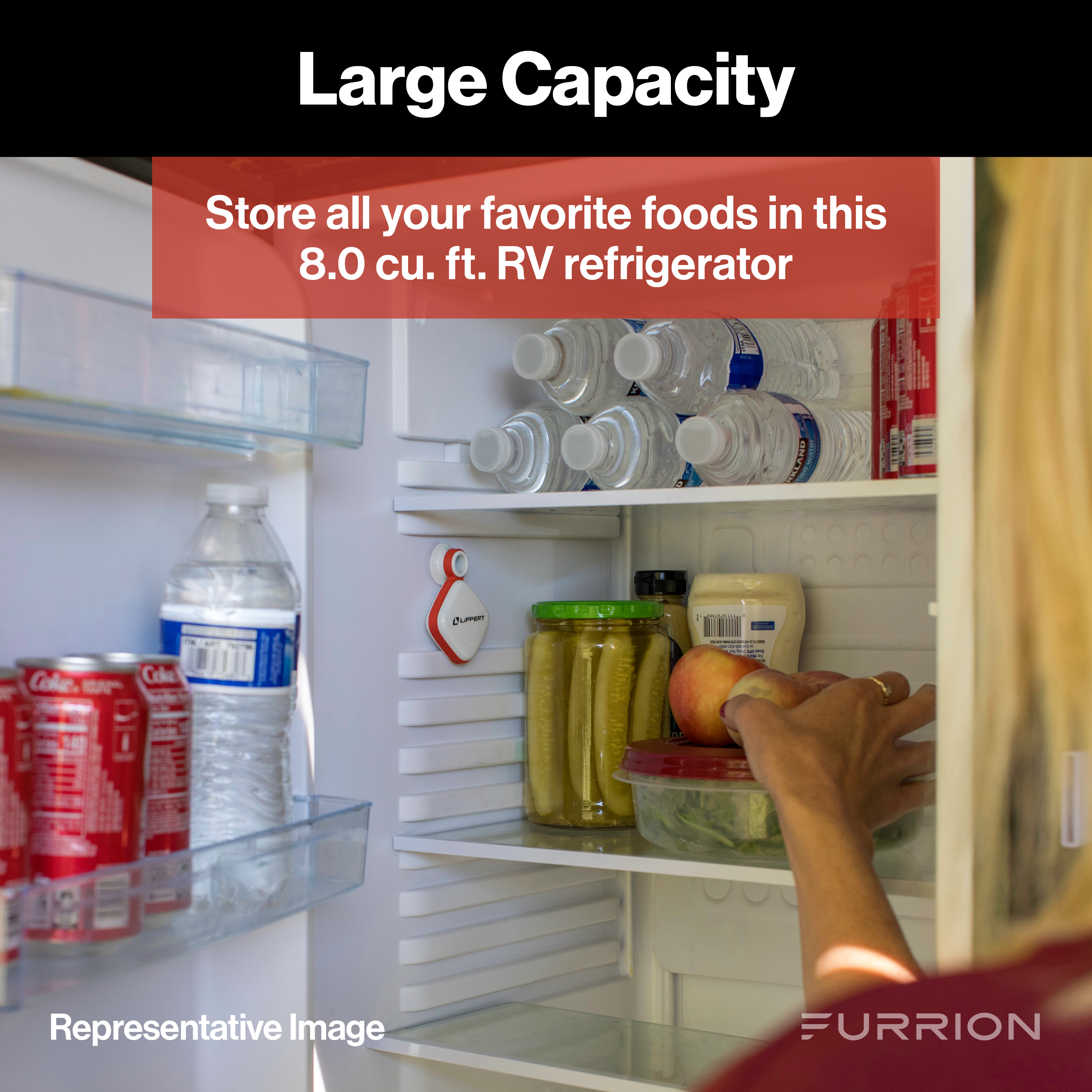 Furrion Arctic 12V RV Refrigerator - 8 cu. ft, Right Hinge, Black, No Panels #FCR08DCGTA-BL thumbnail 4