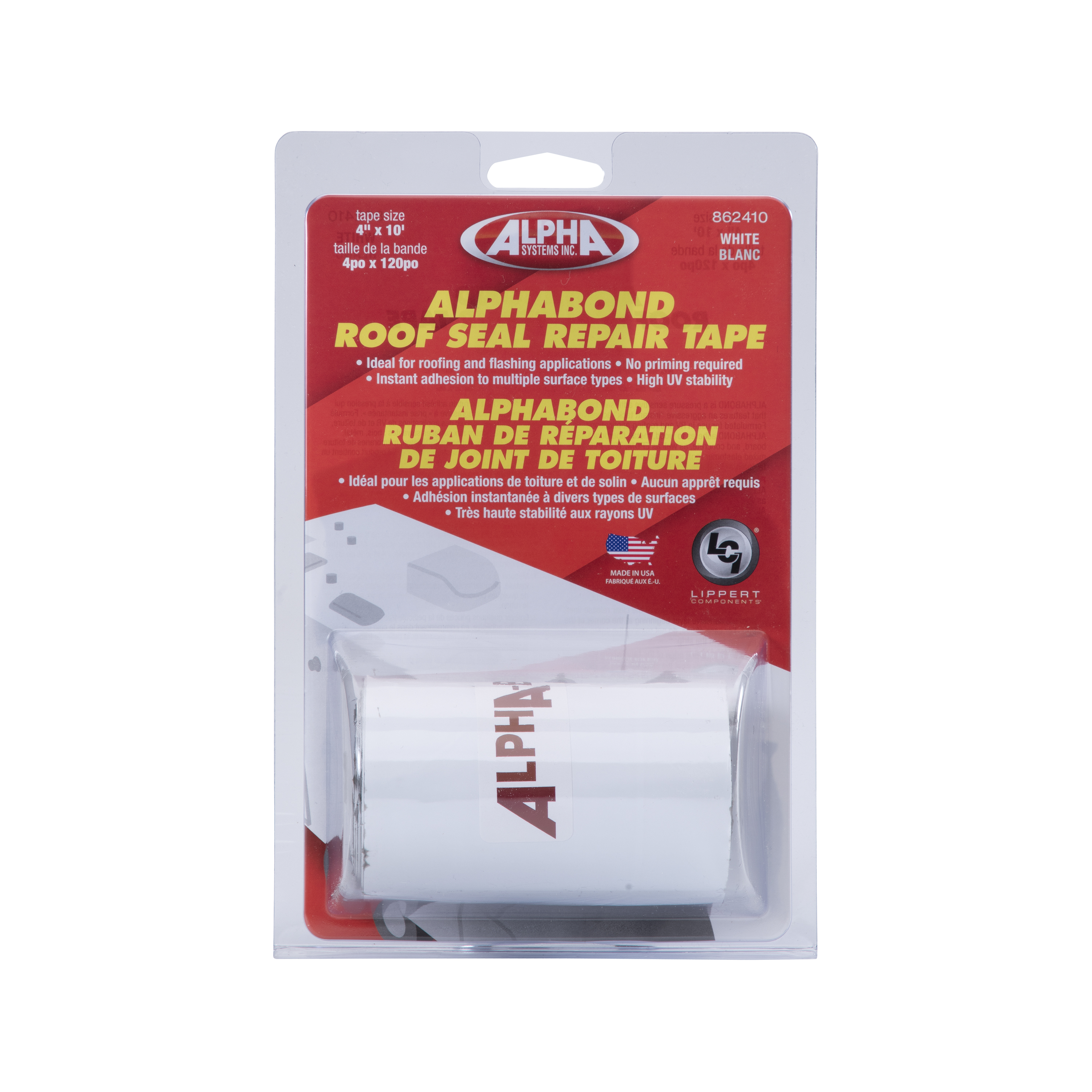 Alpha Systems ALPHABOND TPO Tape 4" x 10' Repair Tape, White thumbnail 0