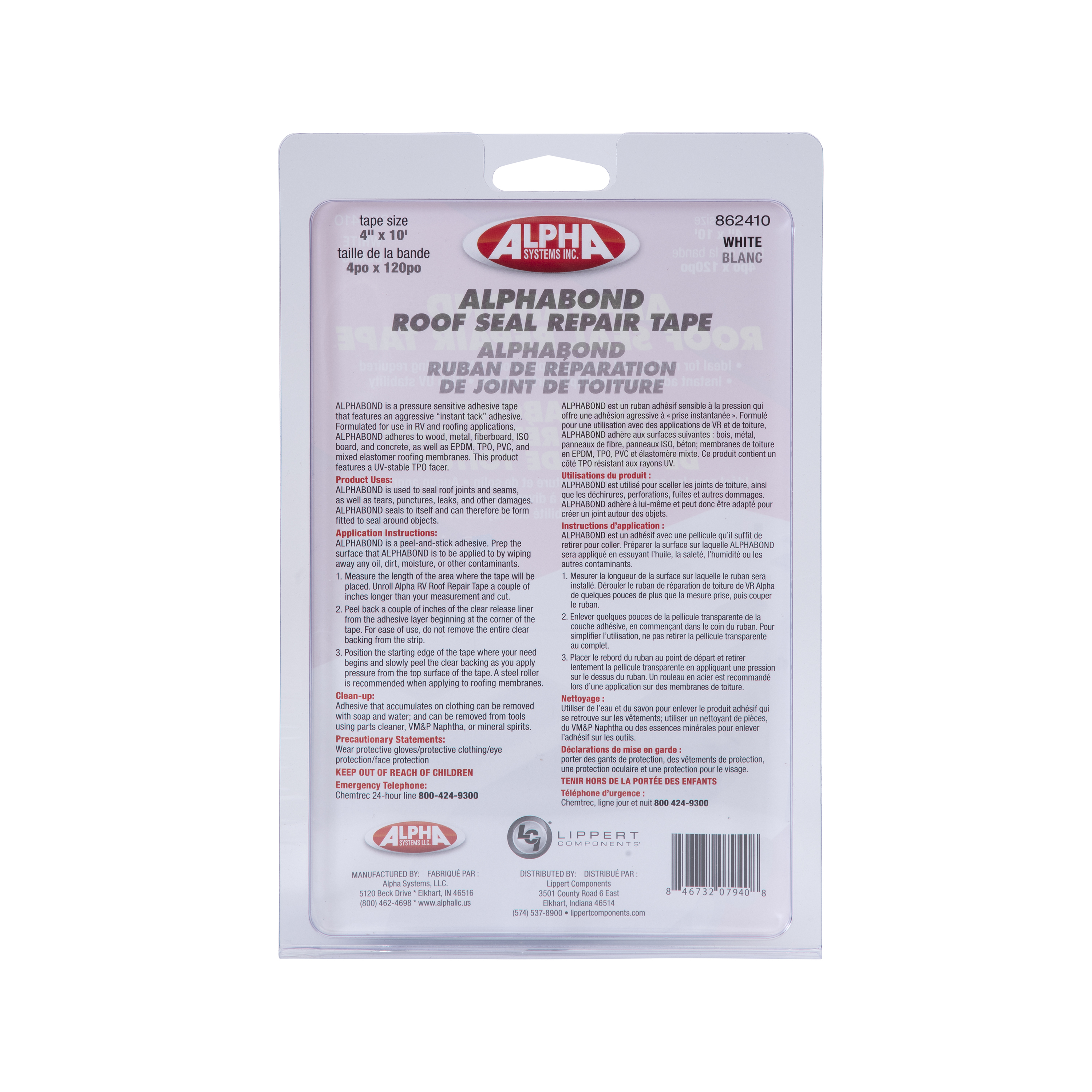 Alpha Systems ALPHABOND TPO Tape 4" x 10' Repair Tape, White thumbnail 1