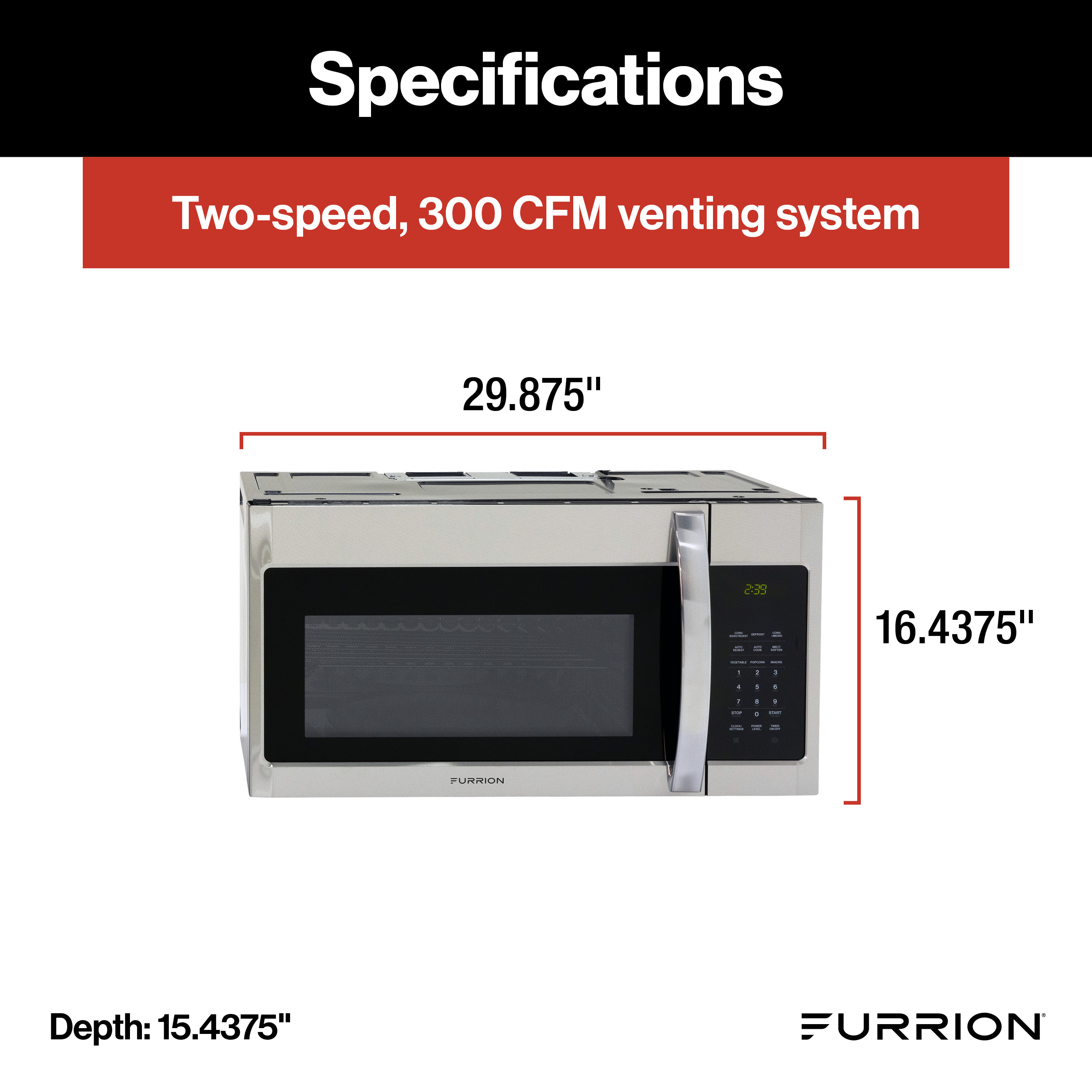 Furrion Over-The-Range Convection RV Microwave Oven - 1.5 cu. ft., Stainless Steel #FMCM15A-SS thumbnail 1
