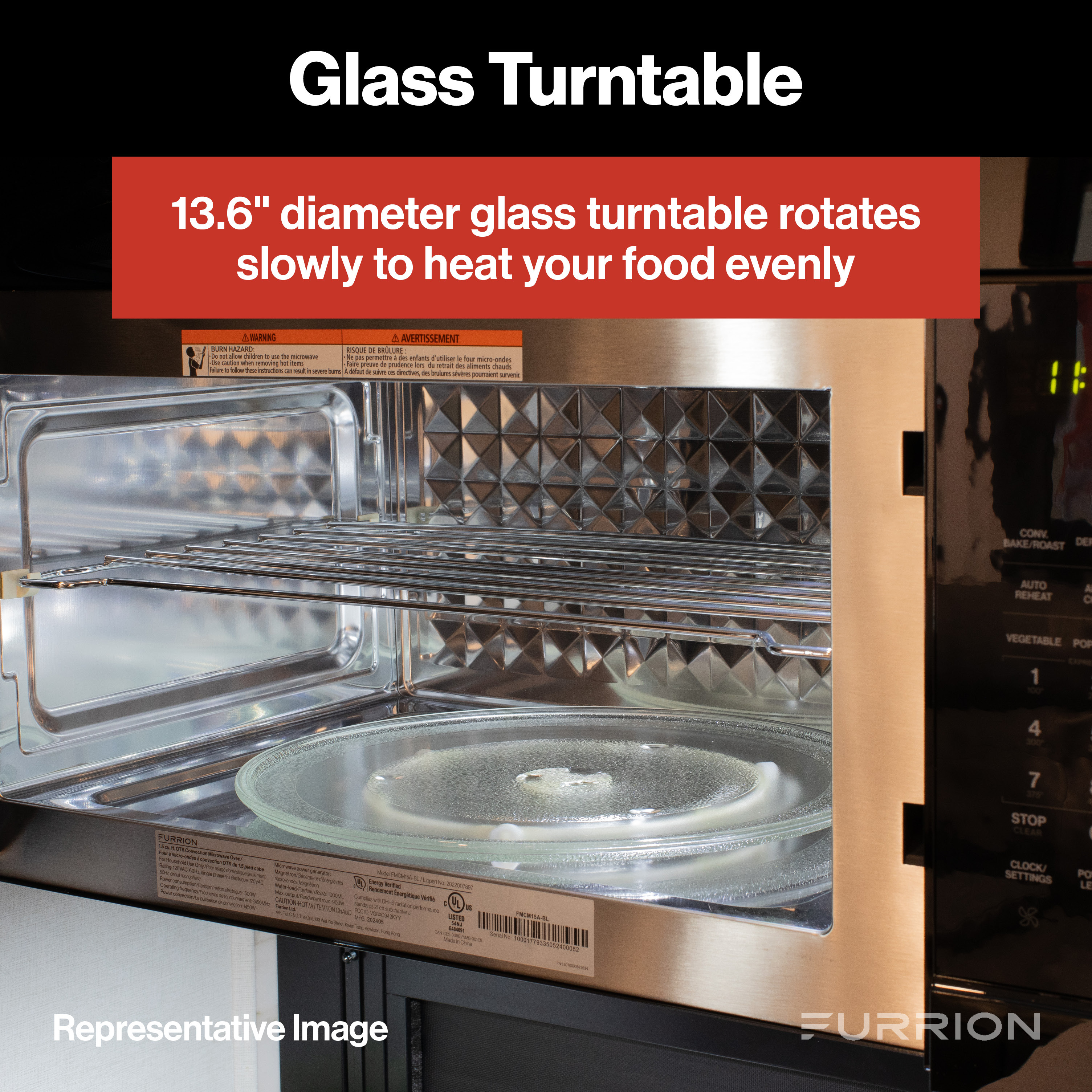 Furrion Over-The-Range Convection RV Microwave Oven - 1.5 cu. ft., Stainless Steel #FMCM15A-SS thumbnail 5