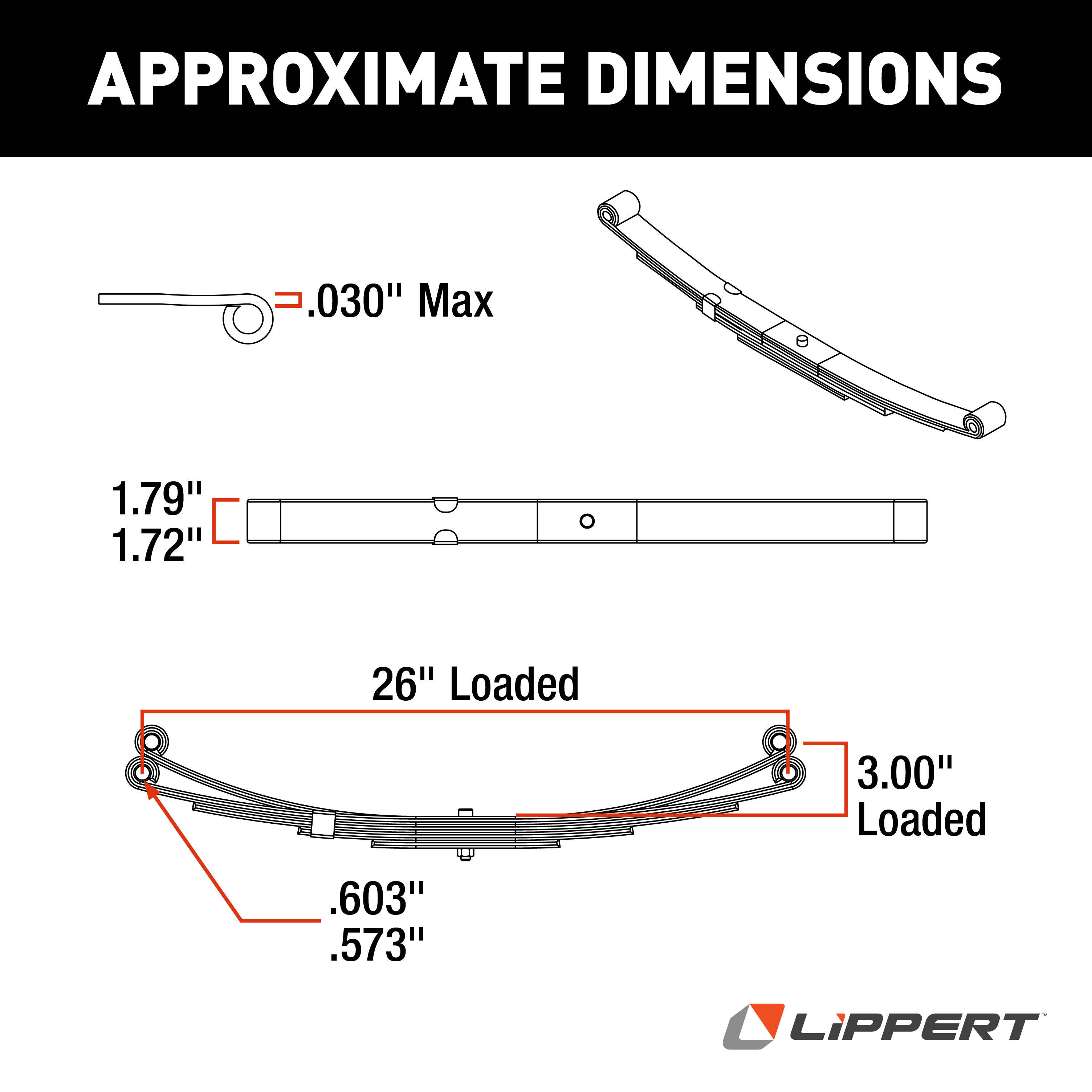 Lippert Replacement Double-Eye Trailer Leaf Spring - 26", 2,000-lb. Weight Capacity 125797 thumbnail 3